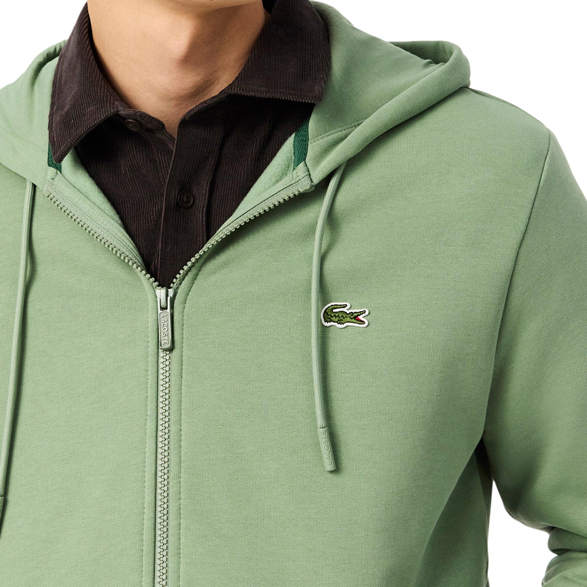 Lacoste Full Zip Fleece Hoodie - Green S86 - SH9626-S86