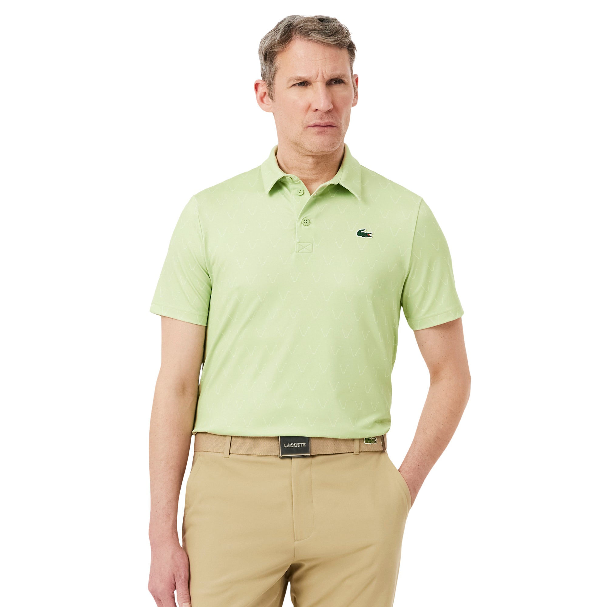 Lacoste Golf Printed Polo Shirt - Birch/White 3IG - DH4825-3IG