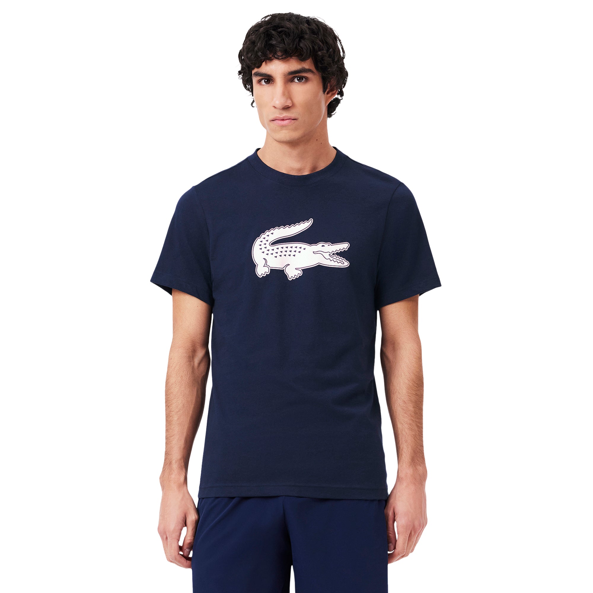 Lacoste Large Croc Print Tee Shirt Navy/White 525 TH2042-525