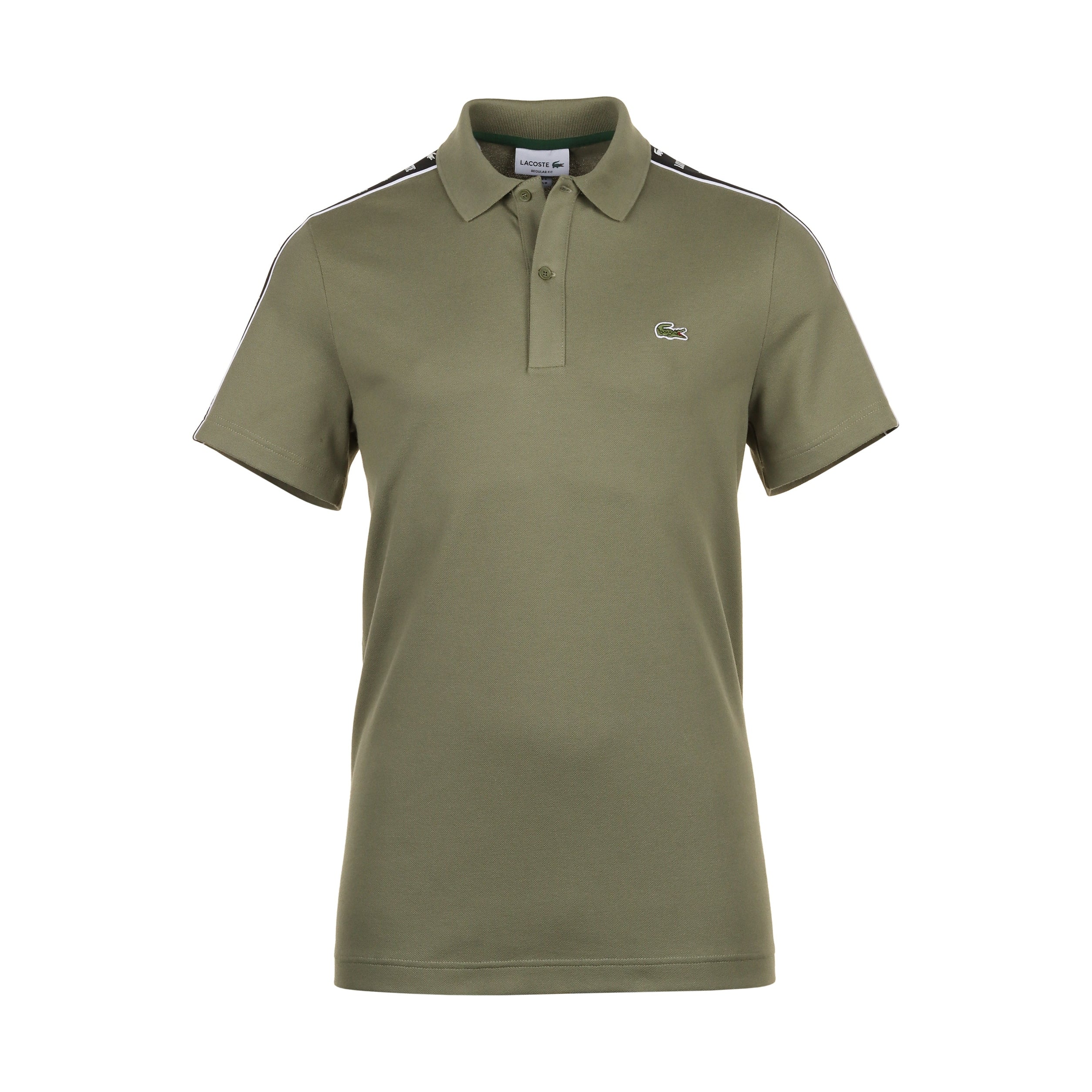 Lacoste Logo Stripe Pique Polo Shirt FA24 Khaki BMY PH7398-BMY