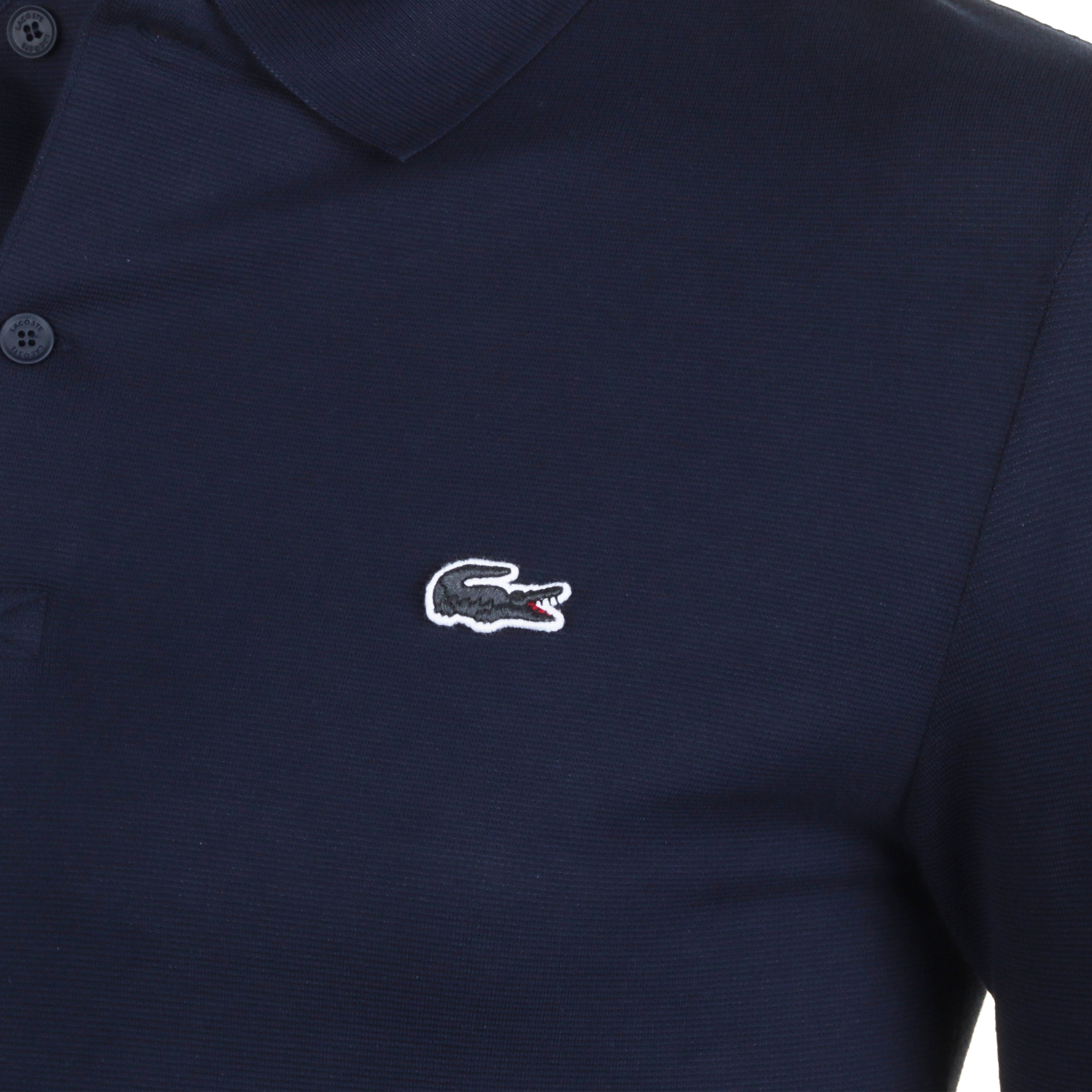 Lacoste Organic Cotton Stretch Long Sleeve Polo Shirt Navy 166