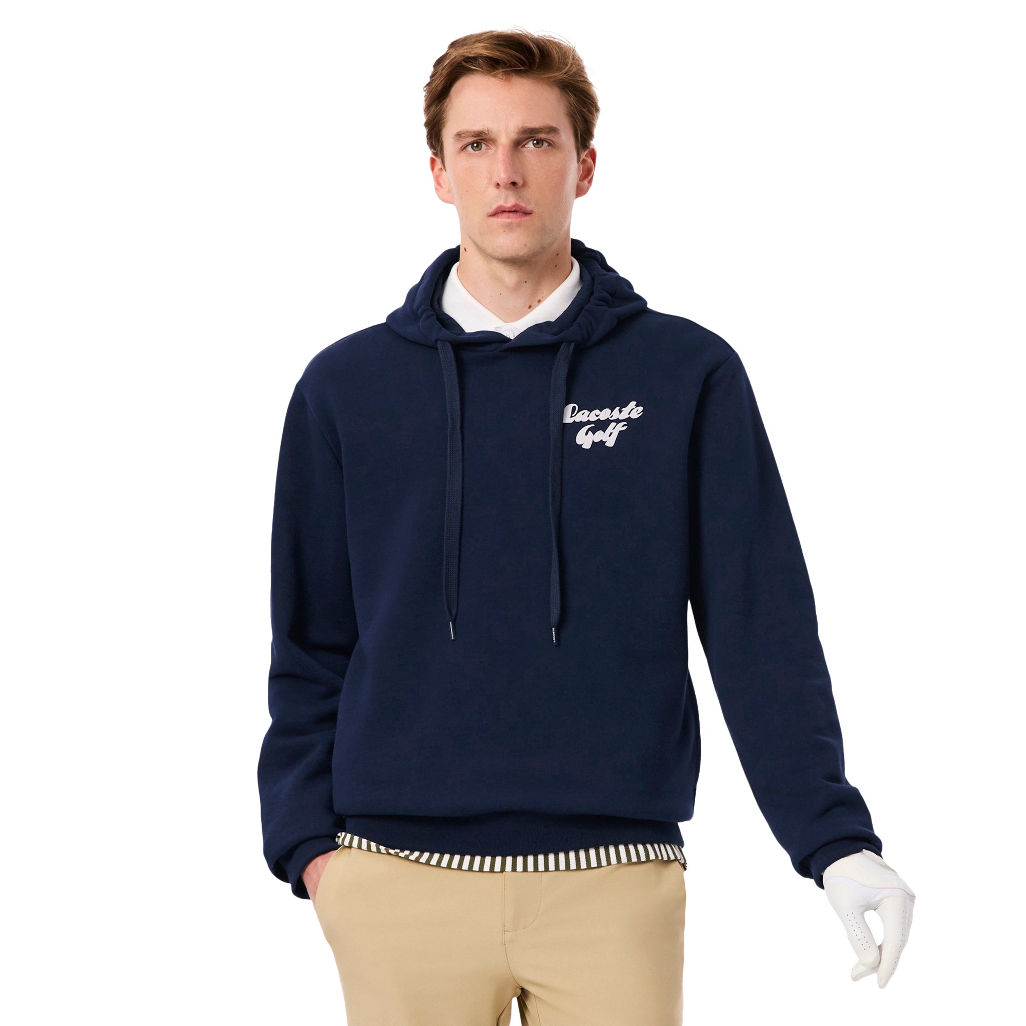 Lacoste Printed Fleece Golf Hoodie - Navy 166 - SH4824-166
