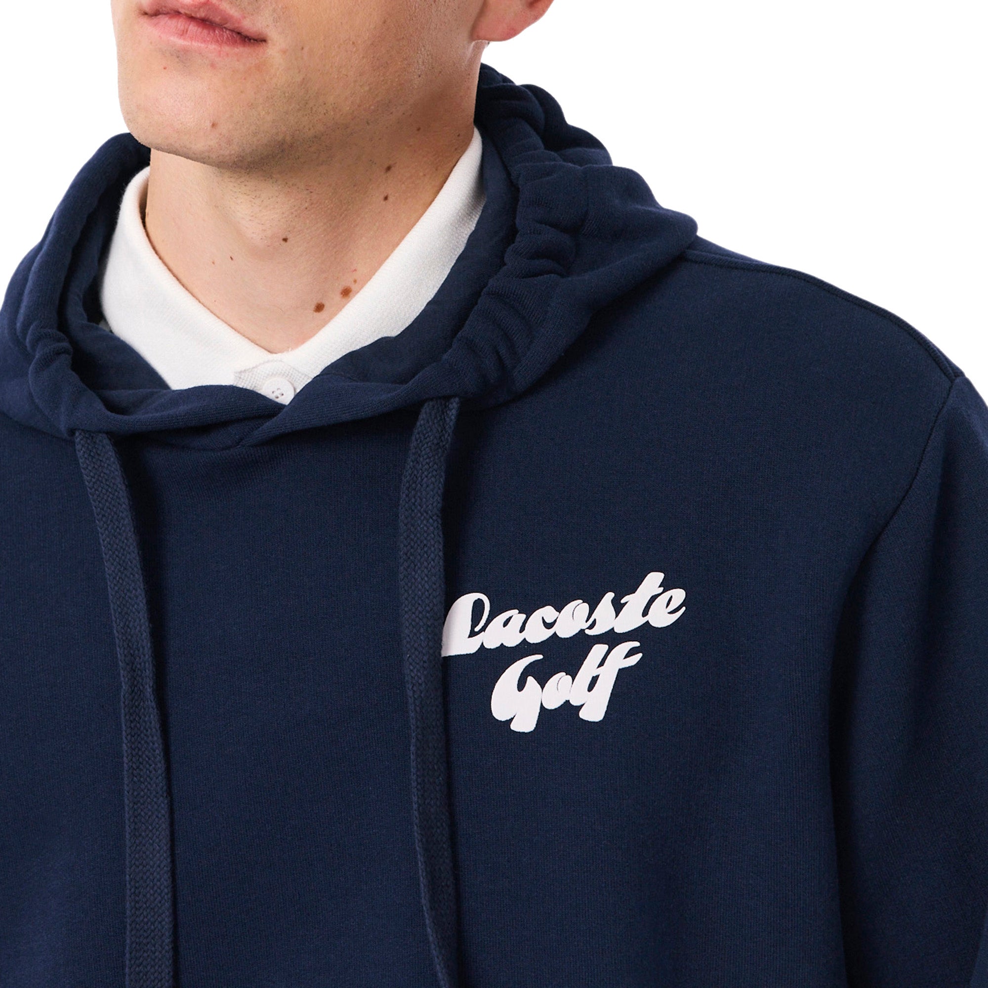 Lacoste Printed Fleece Golf Hoodie - Navy 166 - SH4824-166