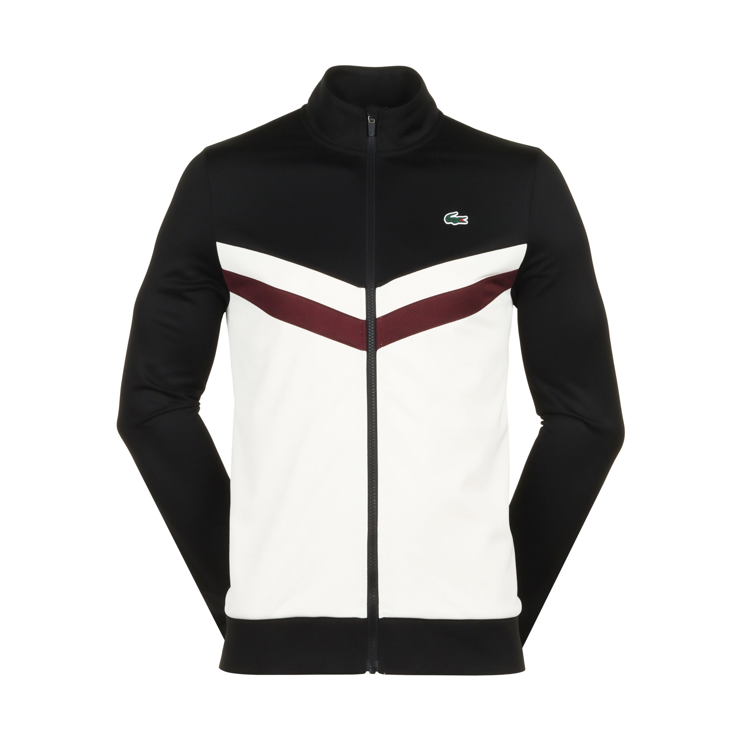 Lacoste Sport Full Zip Track Jacket Black/White/Expresso IDQ