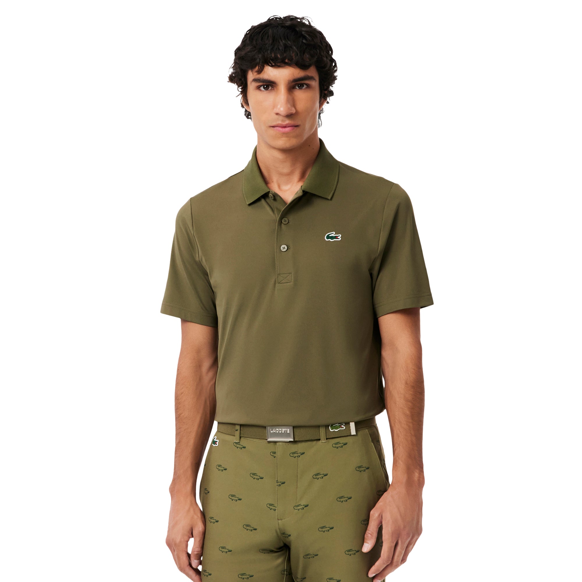 Lacoste UV Protect Golf Polo Shirt Khaki Green E9F DH8915-E9F