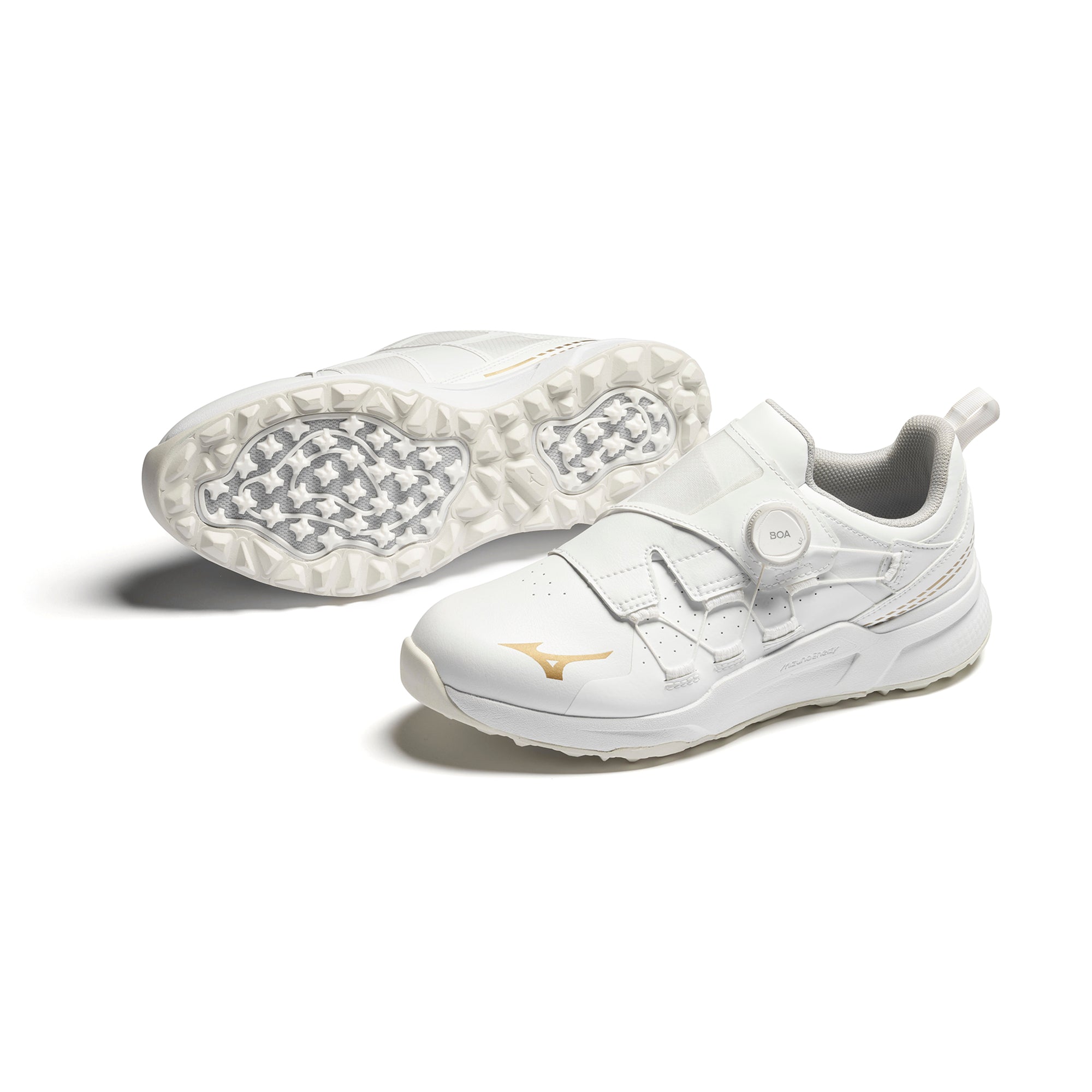 Mizuno Hazard Enerzy Limited BOA Golf Shoes - White/Gold 50