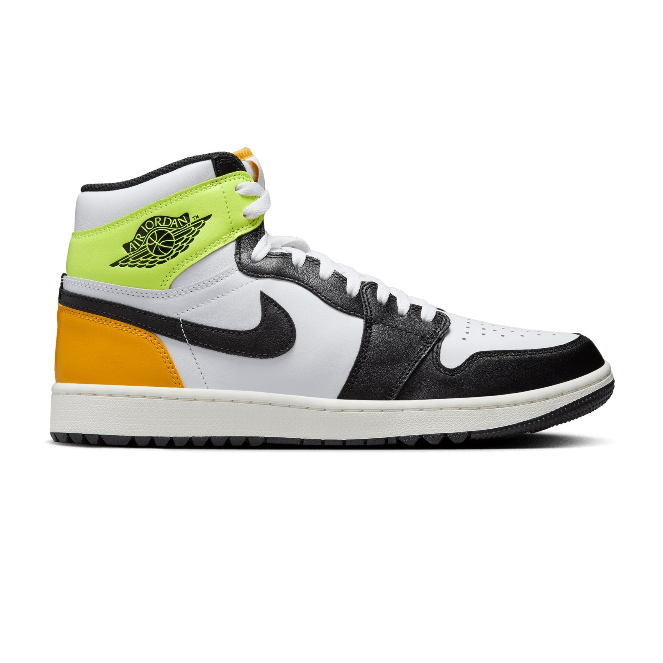 Nike Golf Air Jordan High G Shoes White/Black/Gold/Volt 105