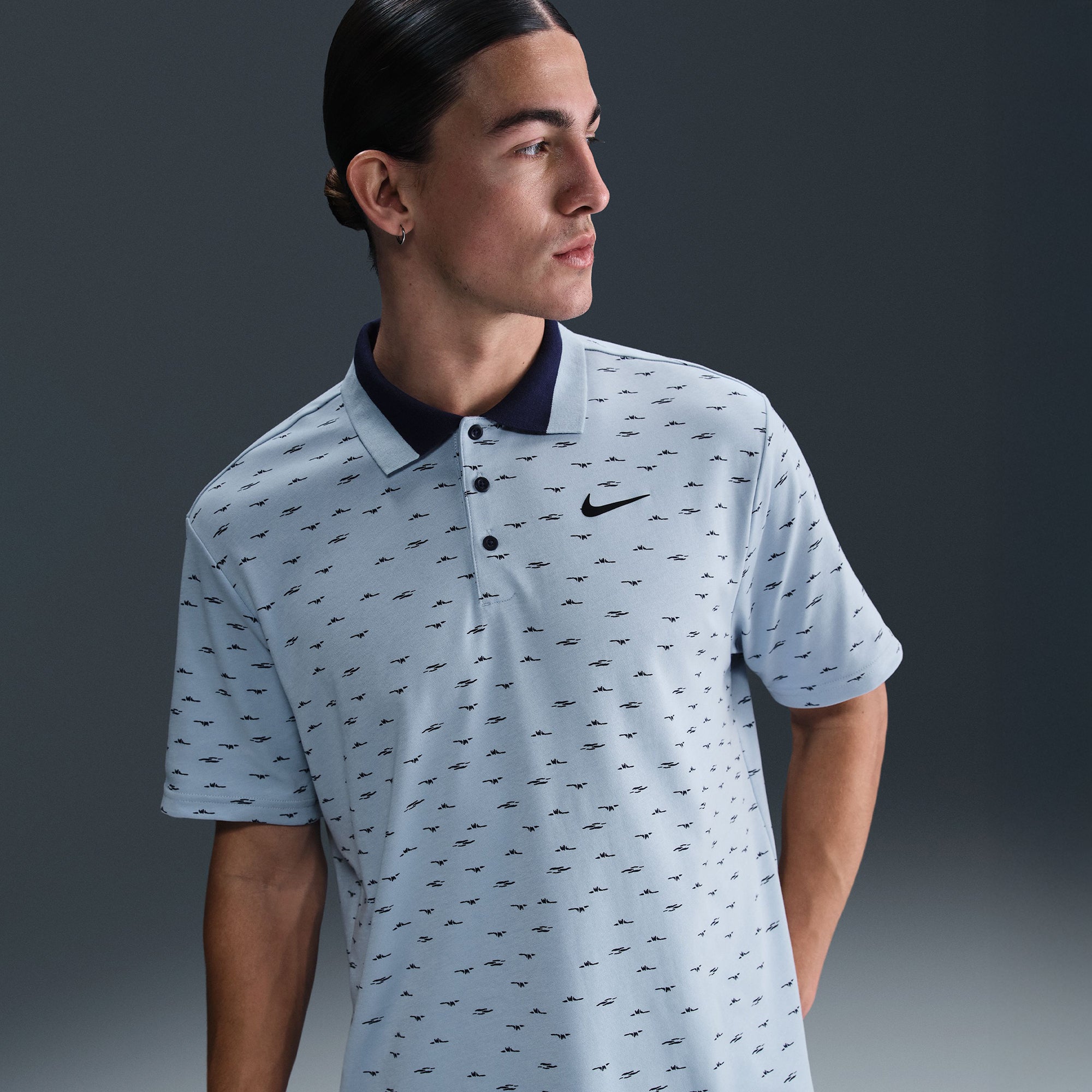 Nike Golf Dri-Fit Tour Micro Print Shirt Light Armory Blue 440