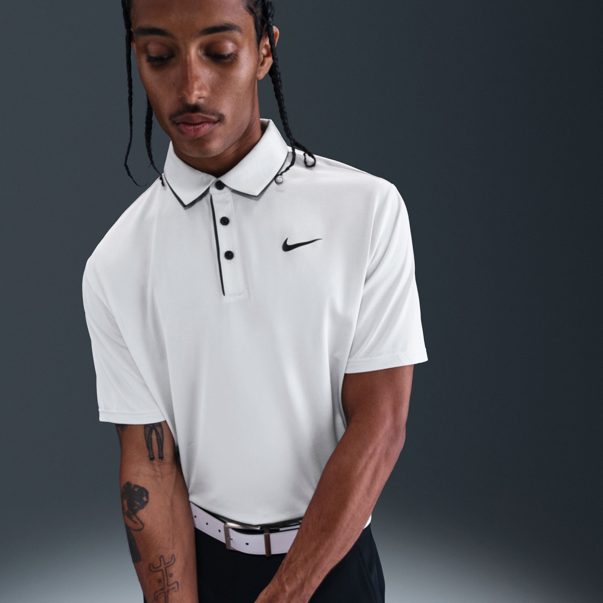 nike golf gear Nike Golf Dri-Fit Tour Piping Shirt - White 100 - FZ7497 - Function18