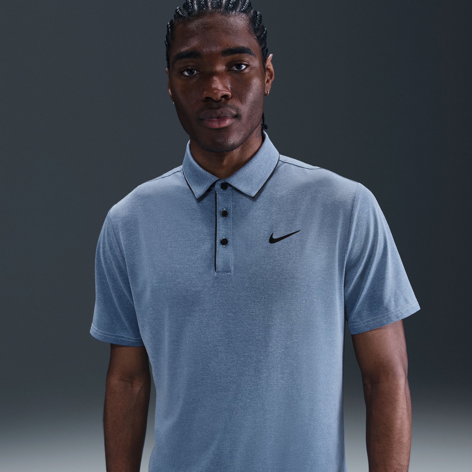 Nike Golf Dri-Fit Tour Piping Shirt Light Armory Blue 440