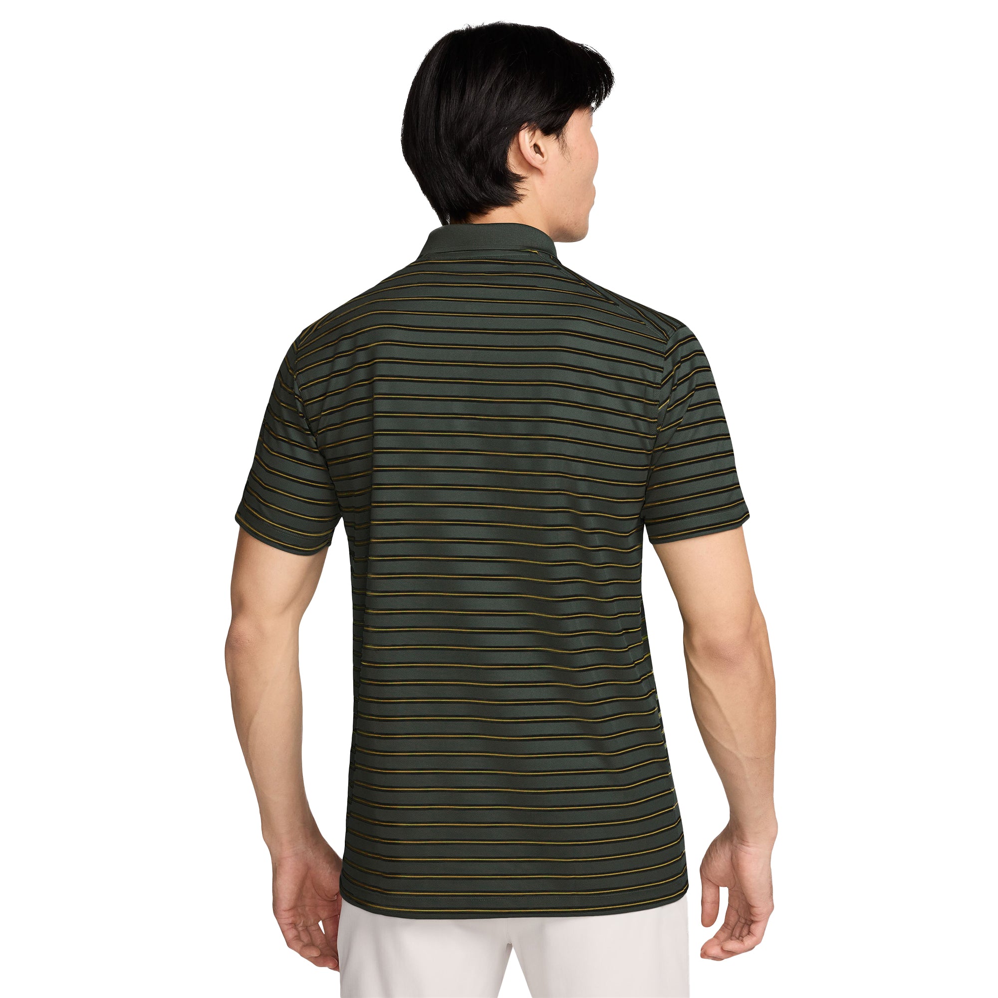 nike golf shirt with stripe down the back