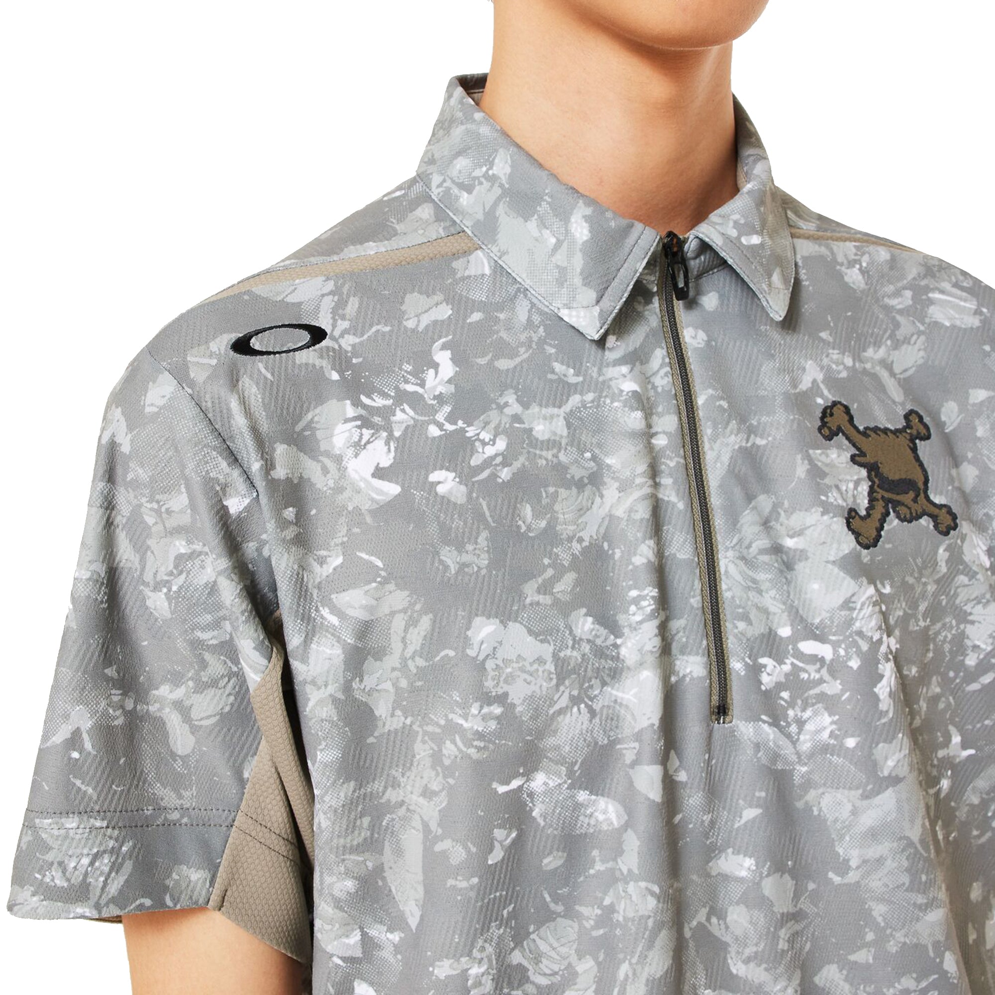 Oakley Golf Skull Geo Foliage Polo Shirt - Brown Print 86E