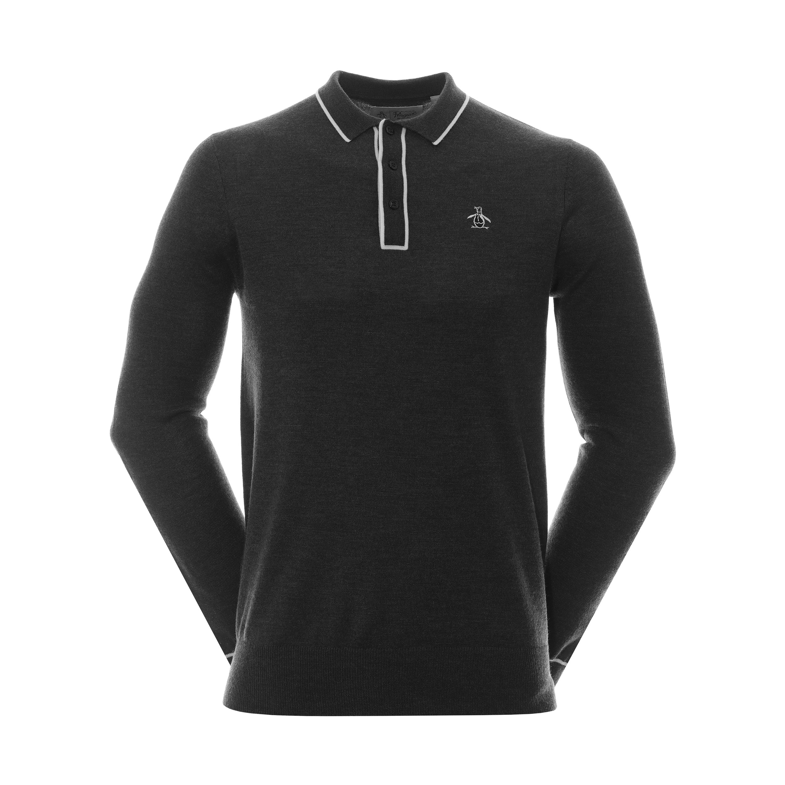 Penguin by Golfickers MOCKNECK SHIRTS 黒L Original Penguin Golf Earl Merino Polo Shirt - Caviar Heather 011