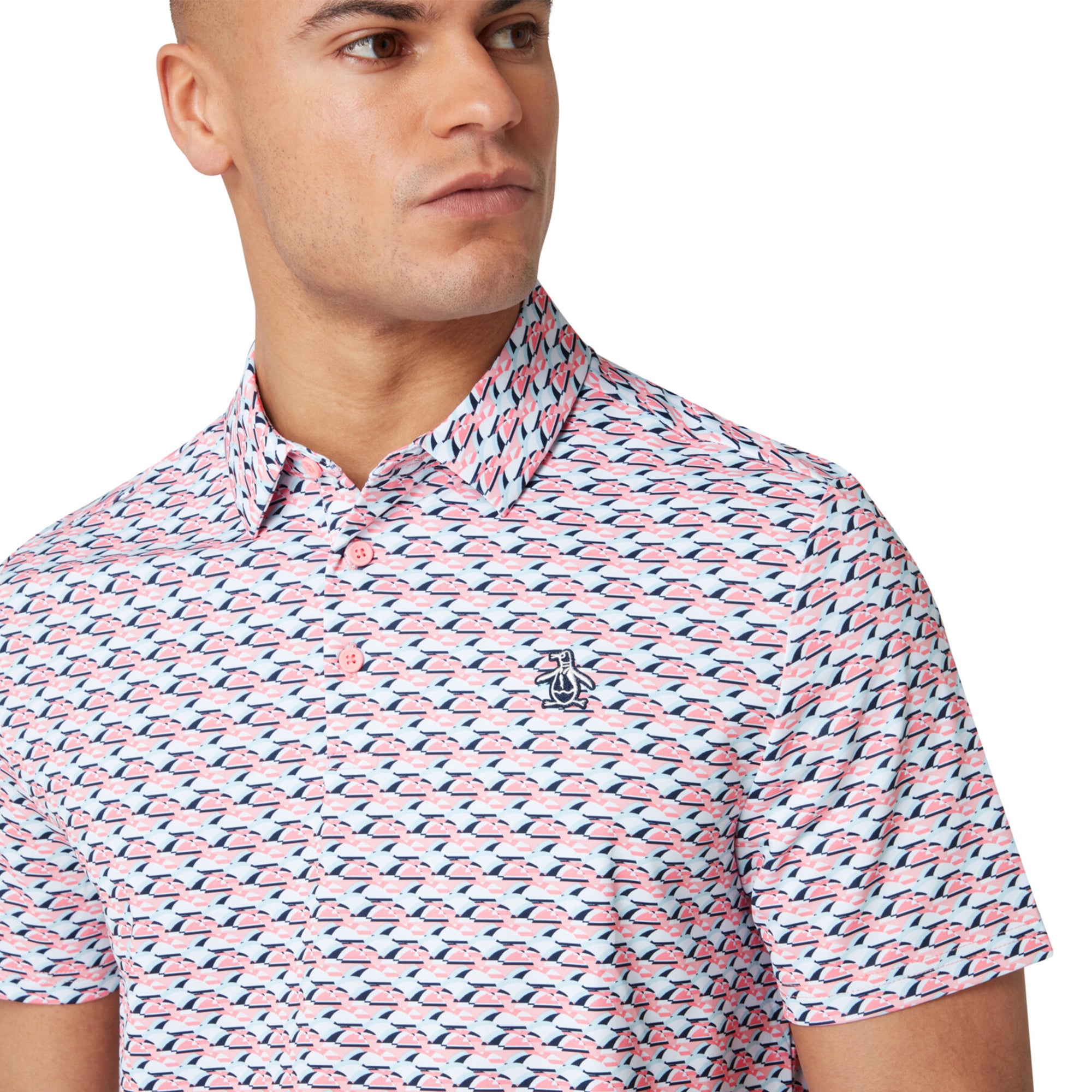 トップス Penguin by CLUBHAUS Drawstring Polo Original Penguin Unisex Pearl Blue Clubhouse Mock Pullover