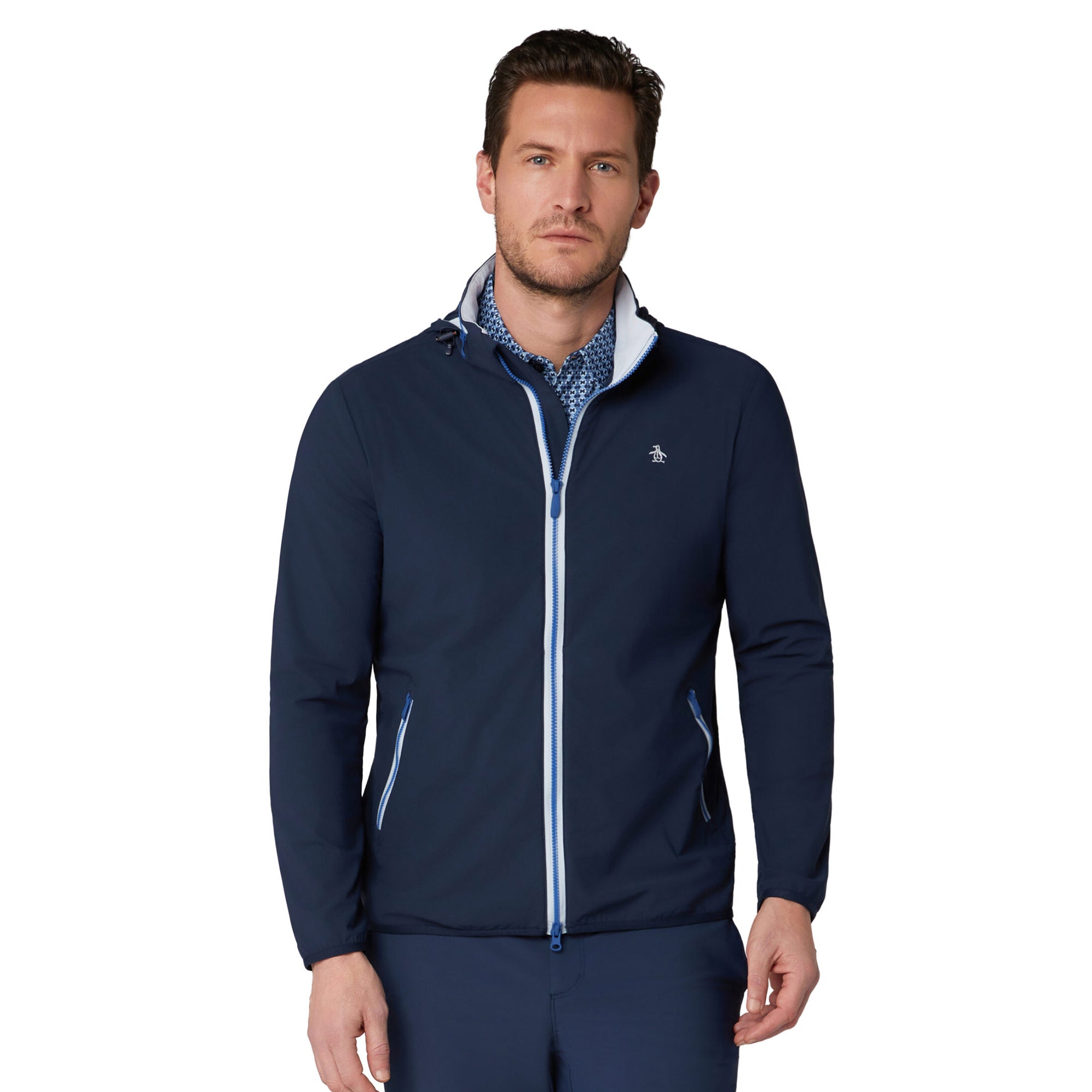 Original Penguin Golf Legacy Full Zip Wind Jacket - Black Iris 417