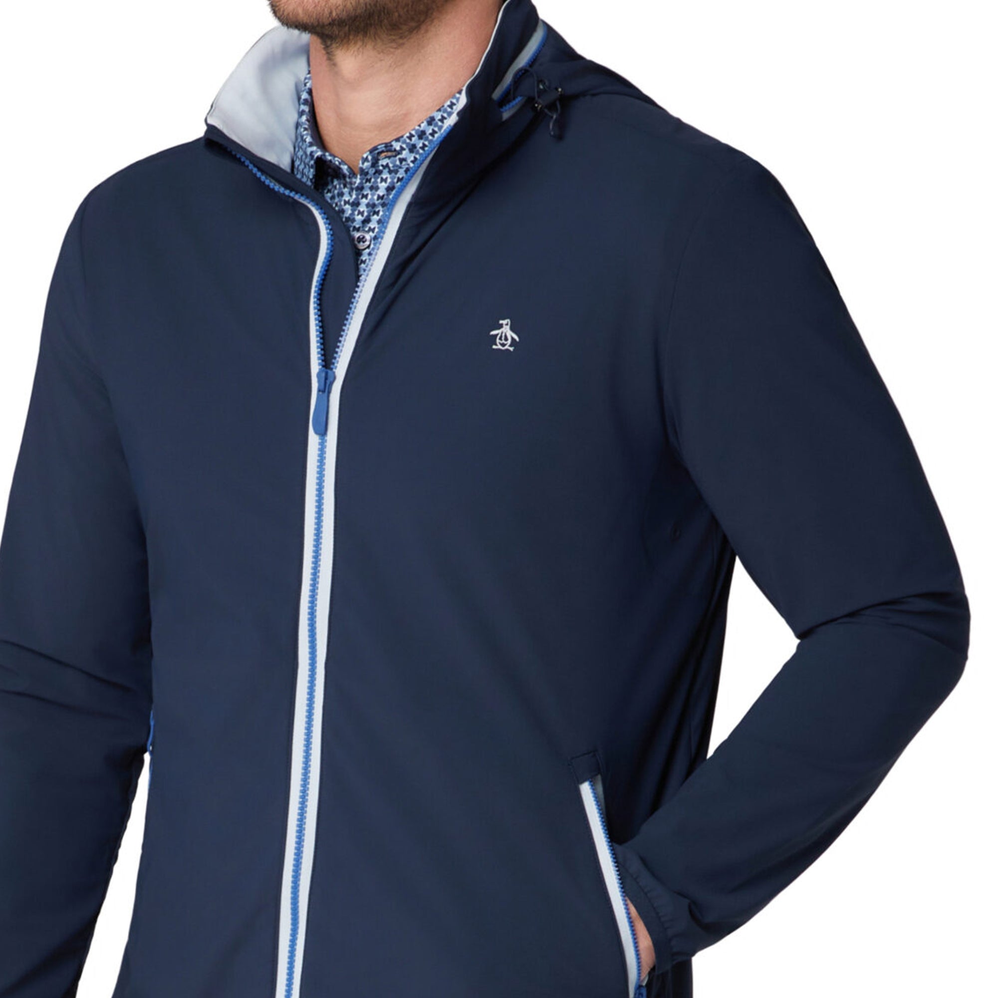 Original Penguin Golf Legacy Full Zip Wind Jacket - Black Iris 417