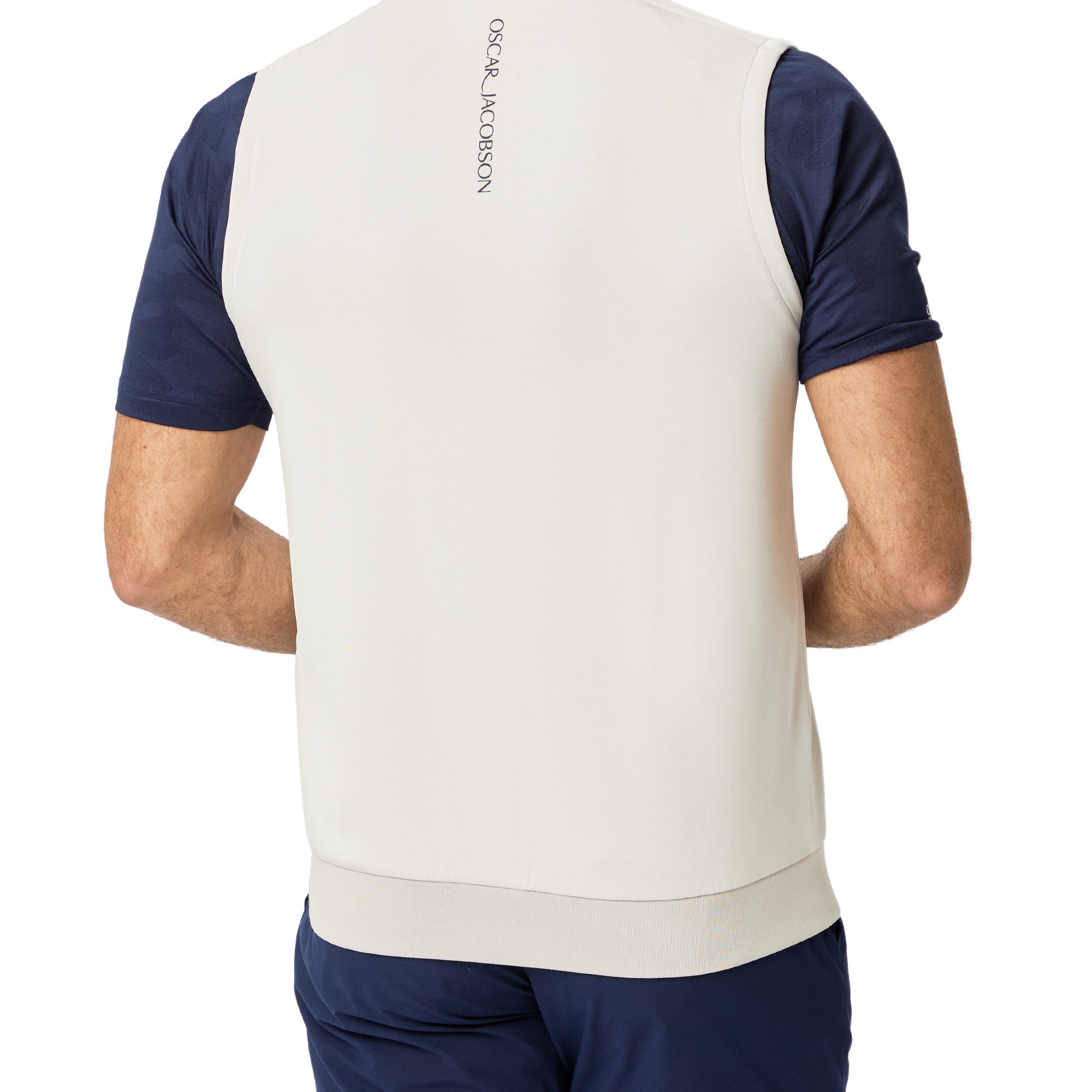 Oscar Jacobson Drew Sleeveless 1/4 Zip Golf Pullover - Aluminium
