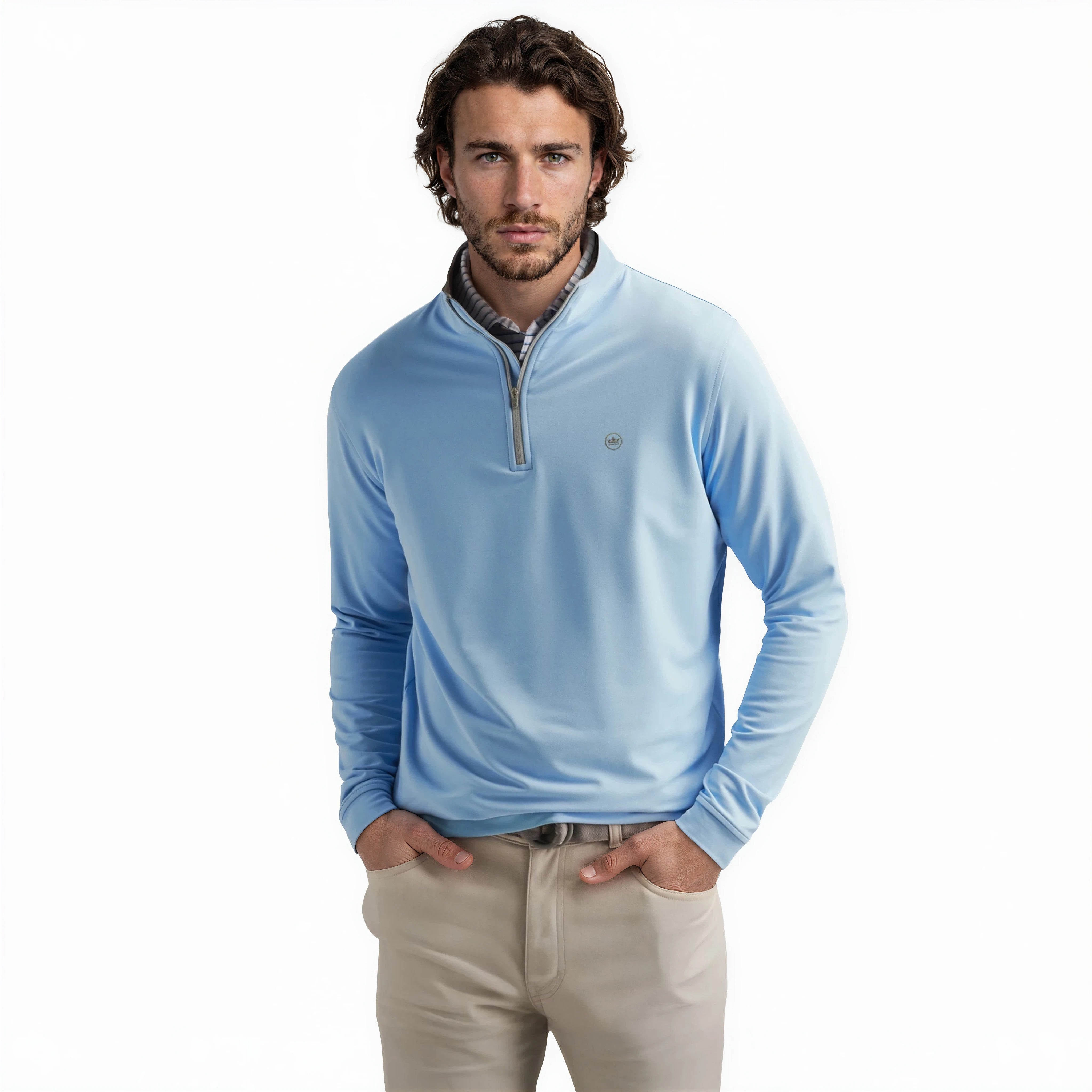 Peter Millar Perth Performance 1/4 Zip - Cottage Blue - ME0EK40
