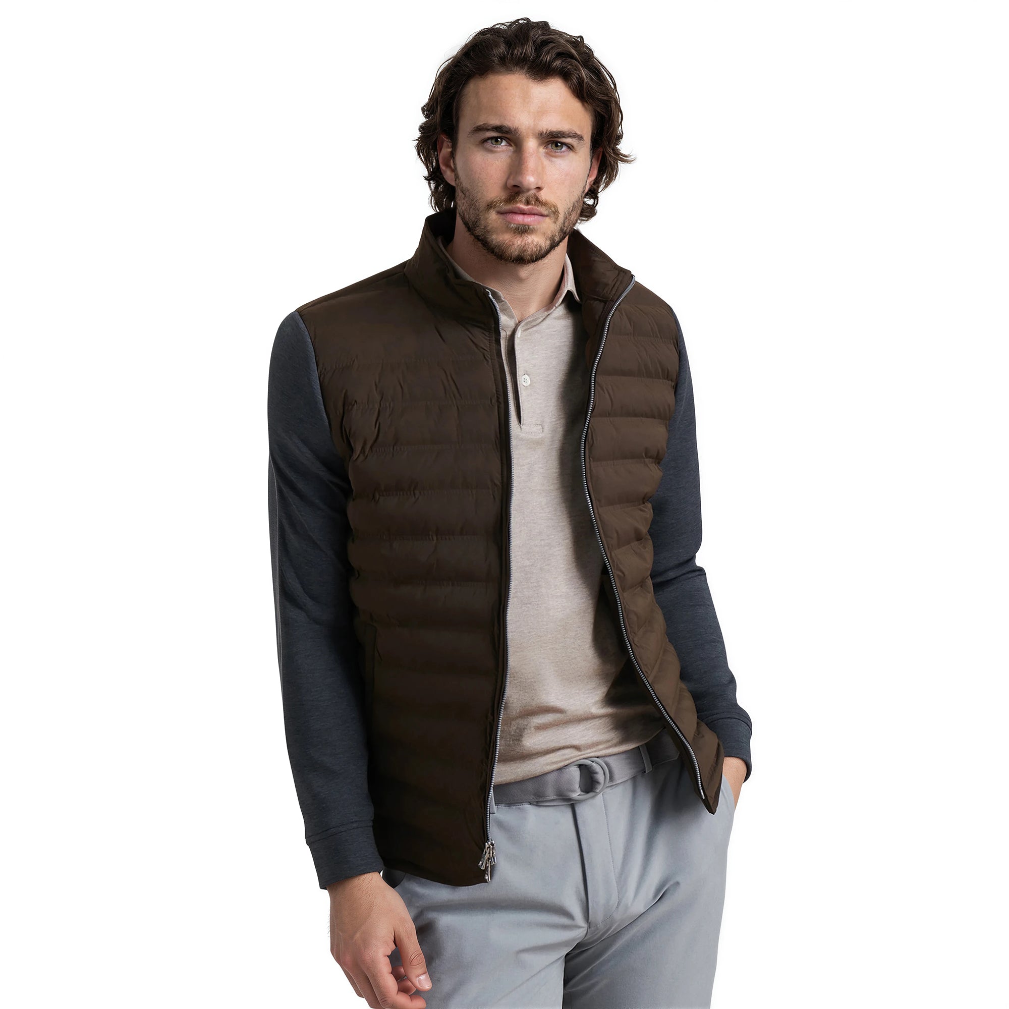 Peter Millar Winsome Hybrid Cardigan - Antique Walnut - MF25XZ17 