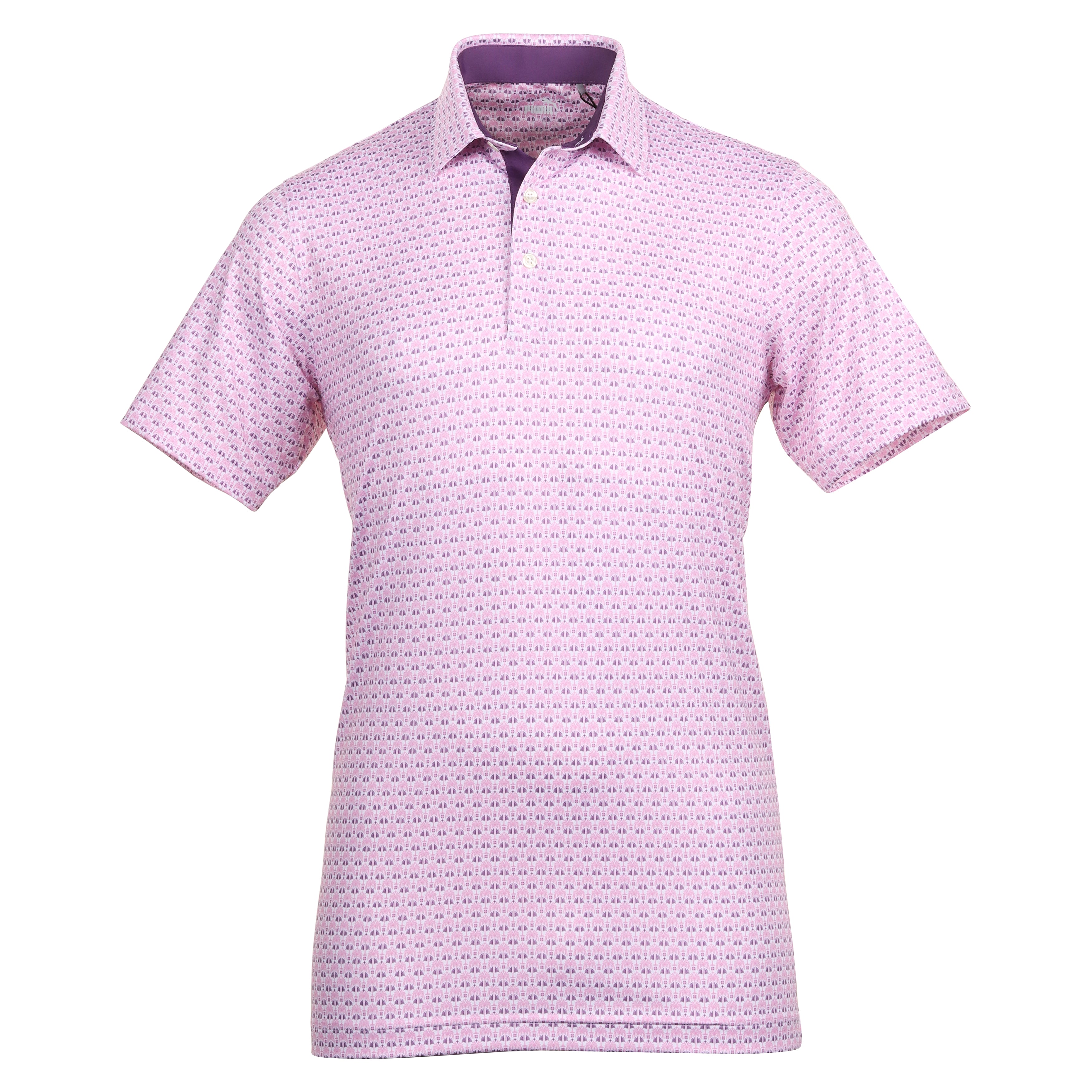 Puma Golf Palm Deco Polo Shirt 624477 Crushed Berry Pink Icing 01 