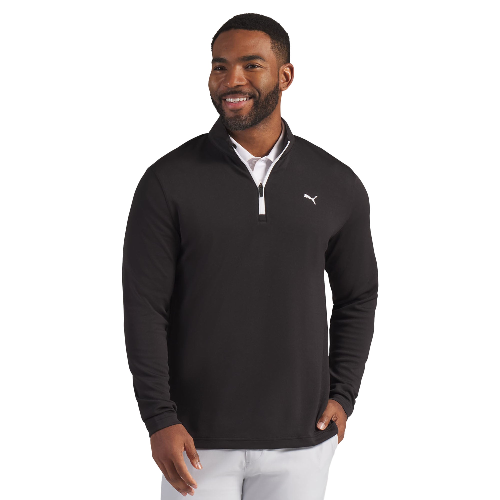 Puma Golf Pure 3.0 Textured 1/4 Zip - Black/White 01 - 635476-01