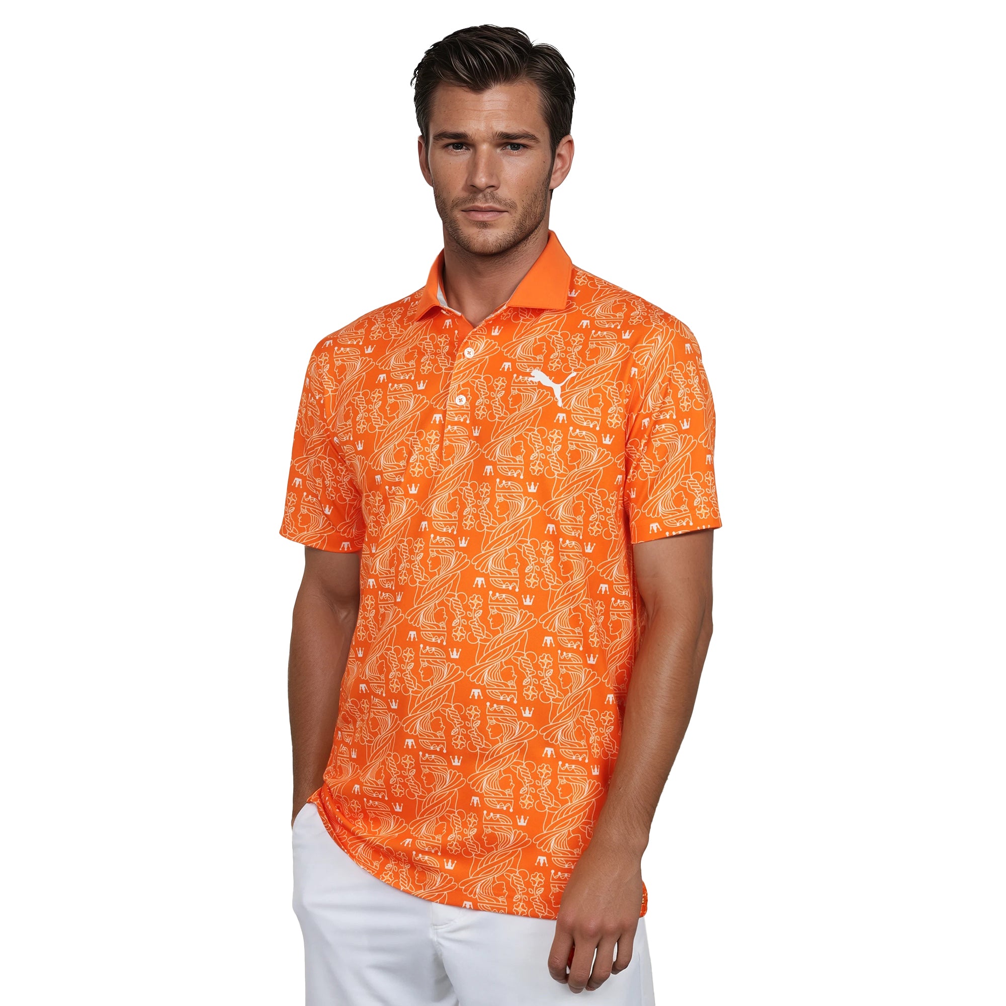 Puma Golf Royal Pique Polo Shirt - Rickie Orange 03 - 628842-03