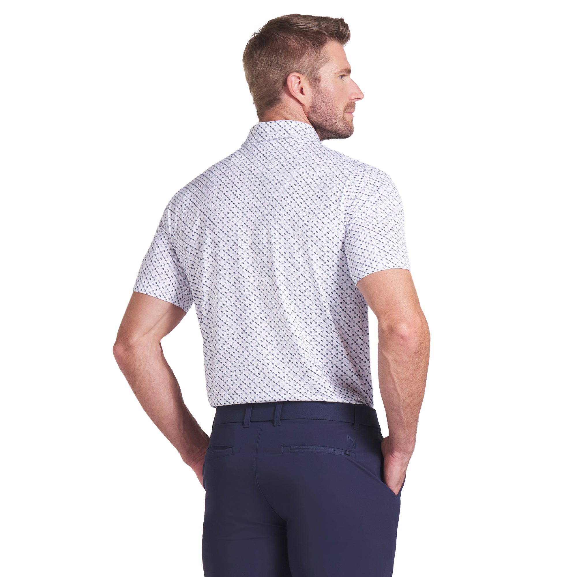 Puma x Arnold Palmer Dancing Umbrellas Mens White Golf Polo Shirt