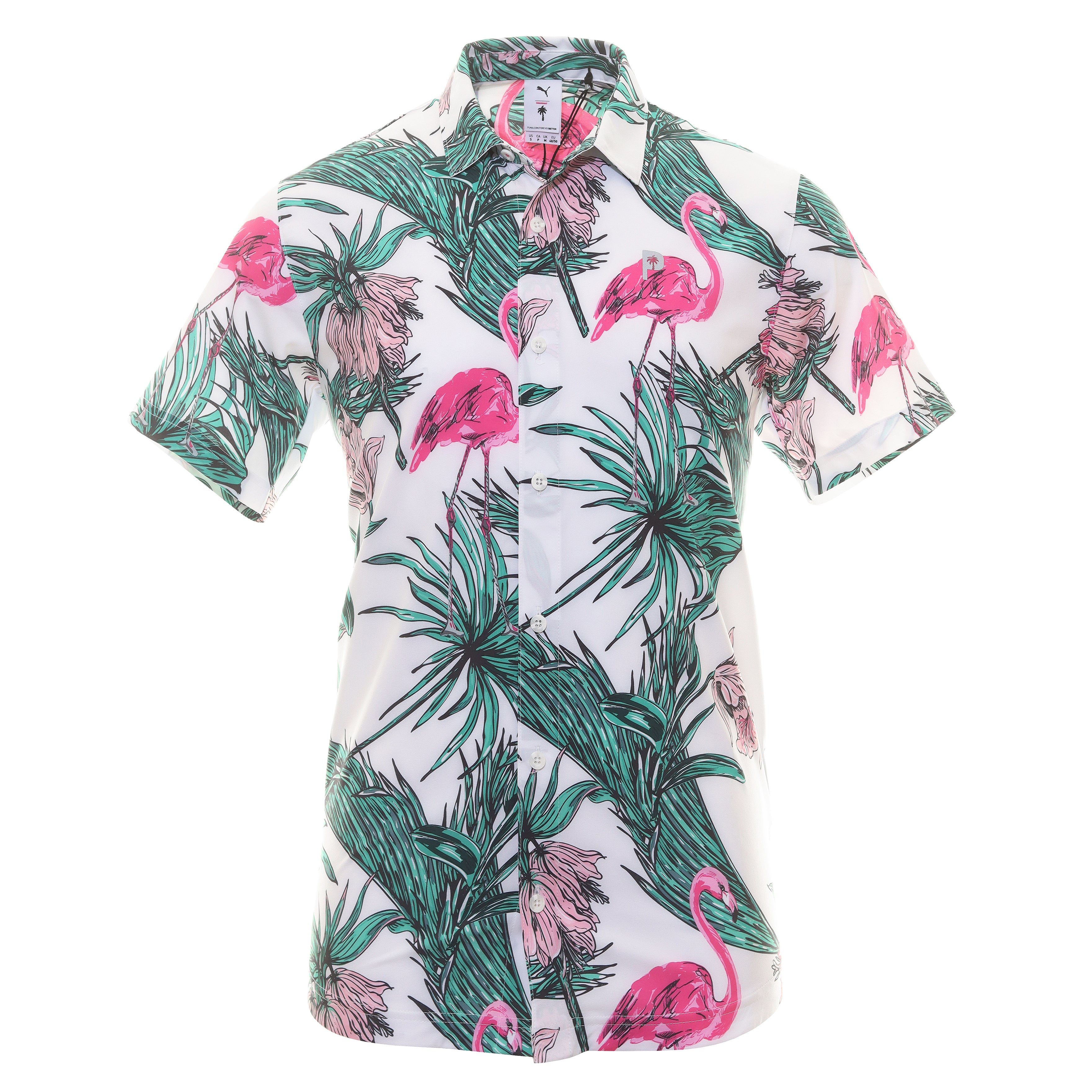 Puma Golf x PTC Print Button Down Shirt 621659 White Glow Charming Pink