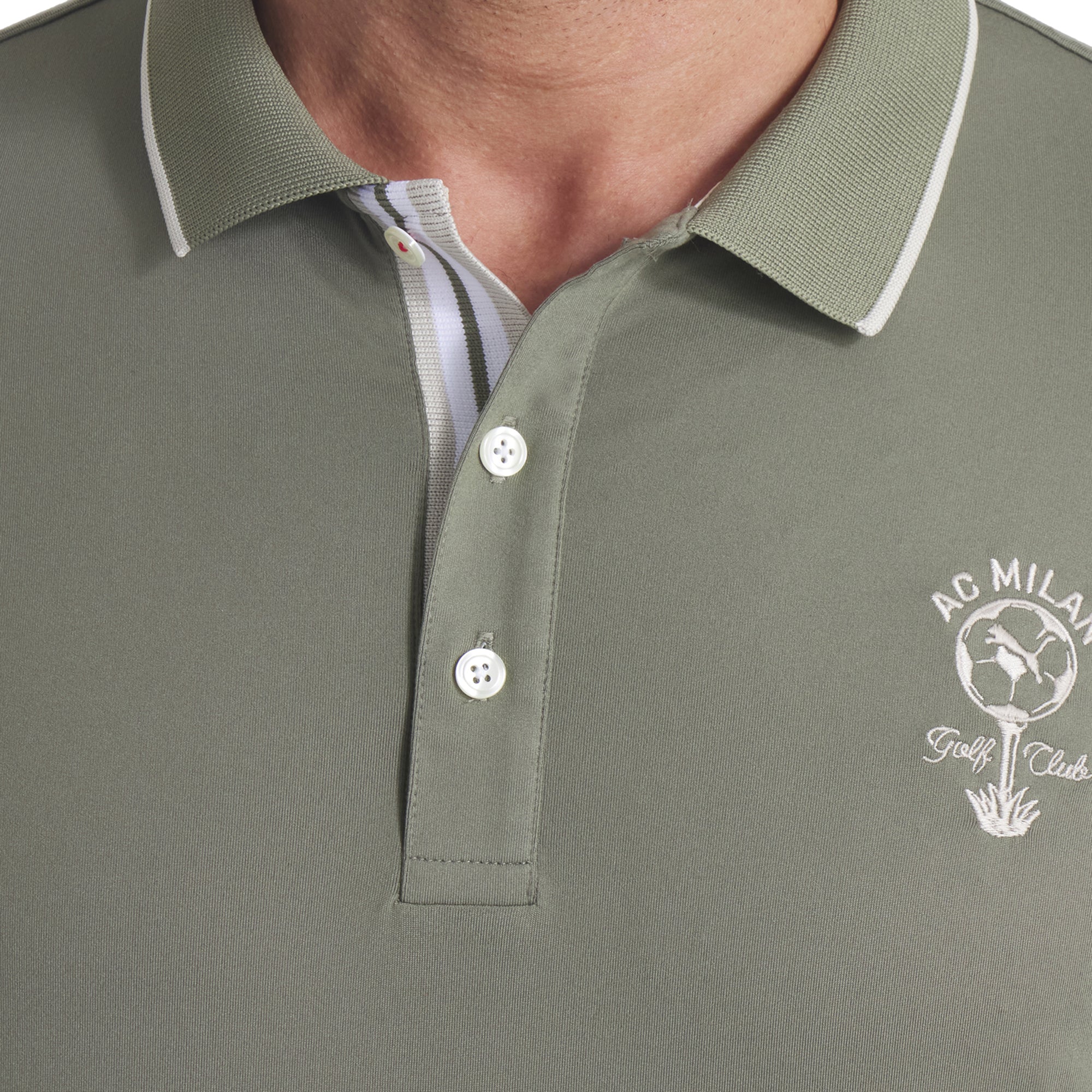 Puma x AC Milan Golf Club Polo Shirt - Dark Sage 02 - 633748-02