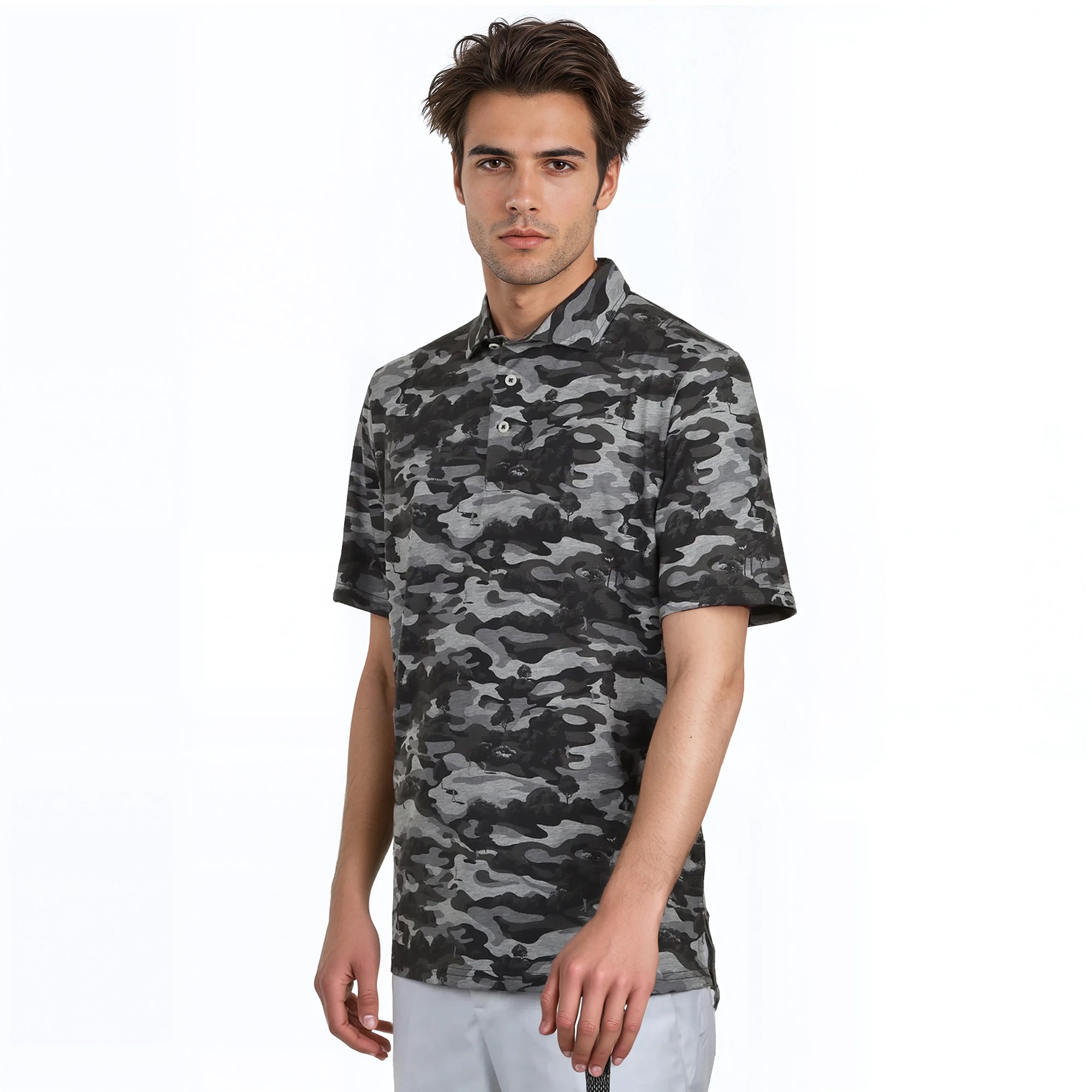 トップス polo ralph lauren camo polo shirt Polo Ralph Lauren Camisa polo masculina clássica de malha
