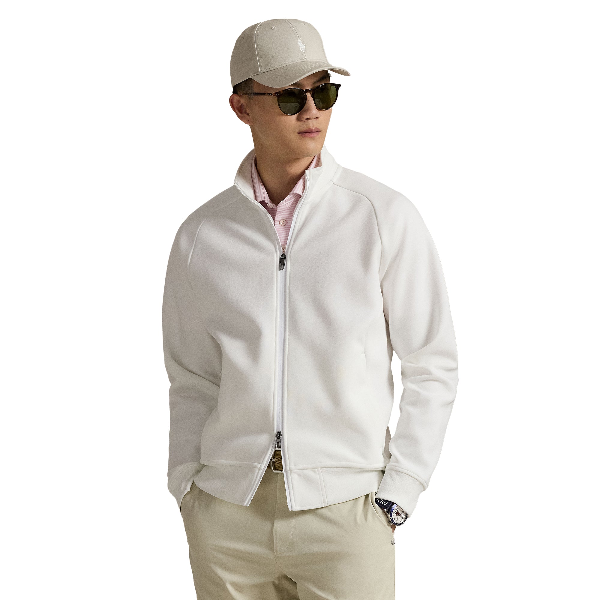 RLX Ralph Lauren Double Knit Mockneck Golf Jacket - Ceramic White