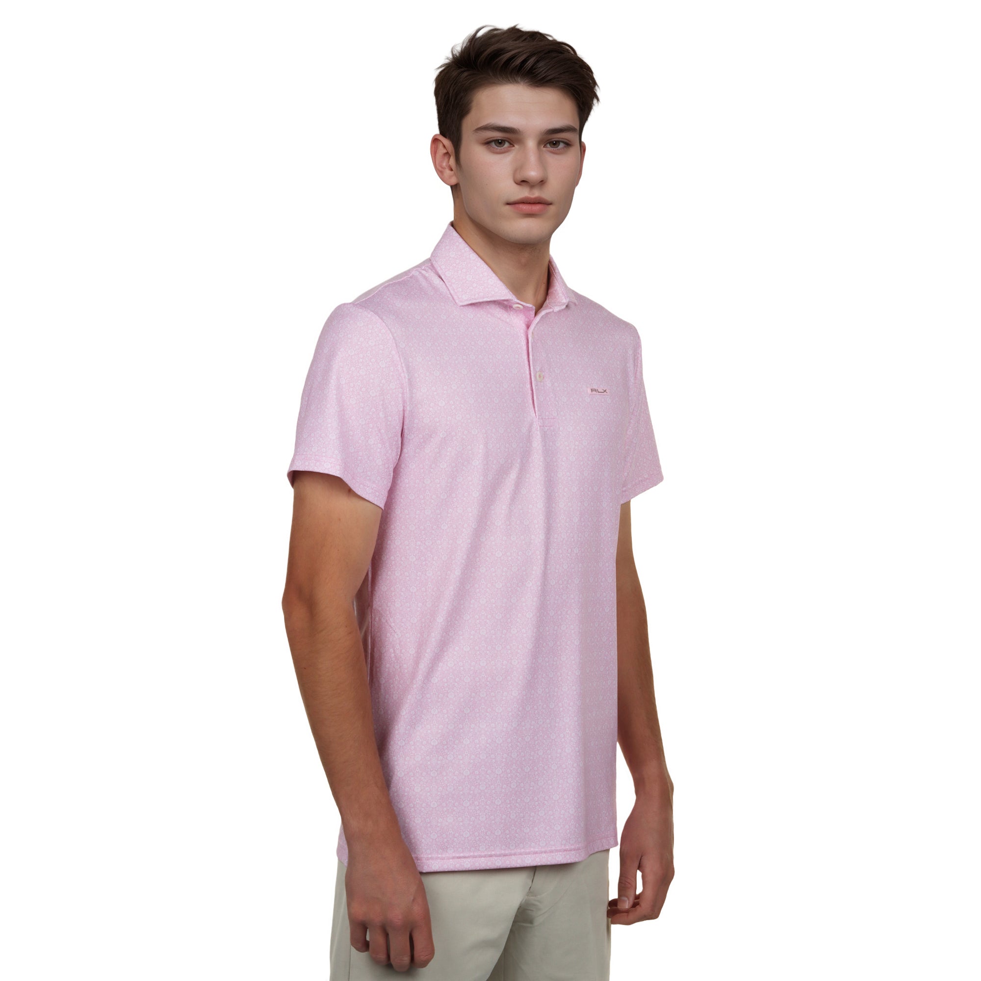 RLX Ralph Lauren Floral Golf Polo Shirt - Carmel Pink 001
