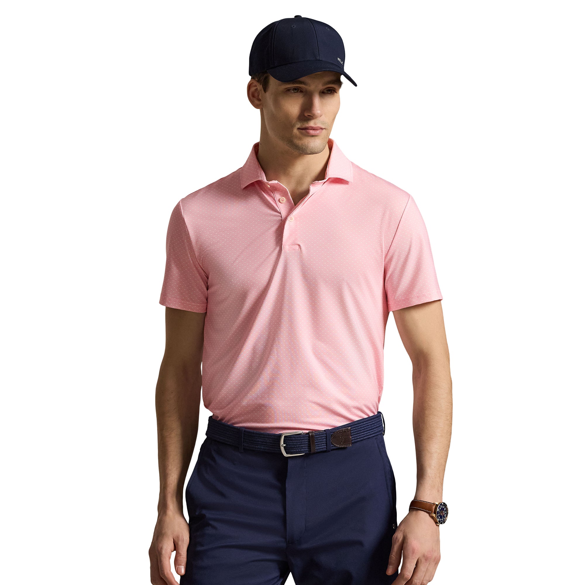 RLX Ralph Lauren Magnolia Diamond Golf Polo Shirt- Carmel Pink 003