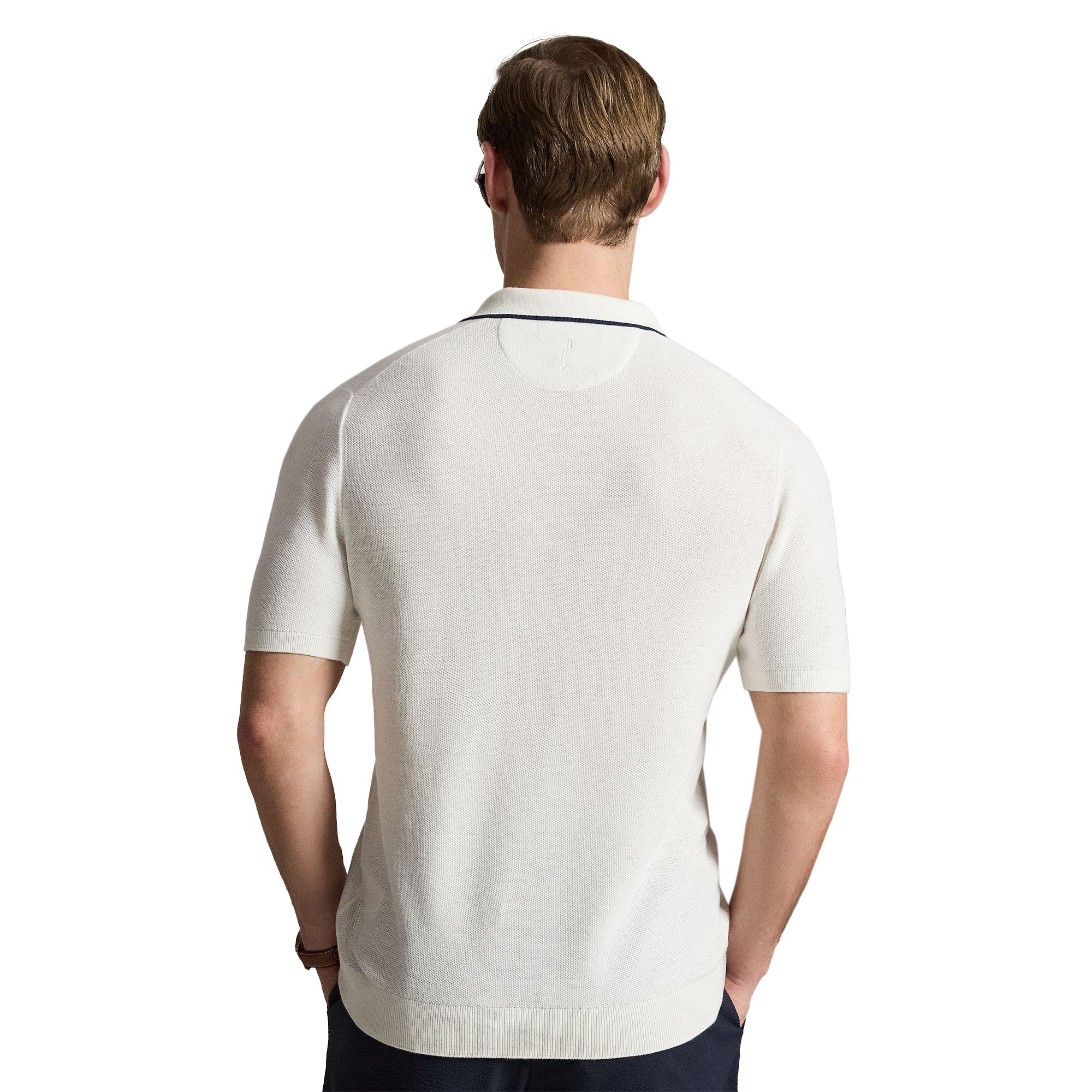 RLX Ralph Lauren Mesh Knit Polo Shirt - White Splash/Refined Navy