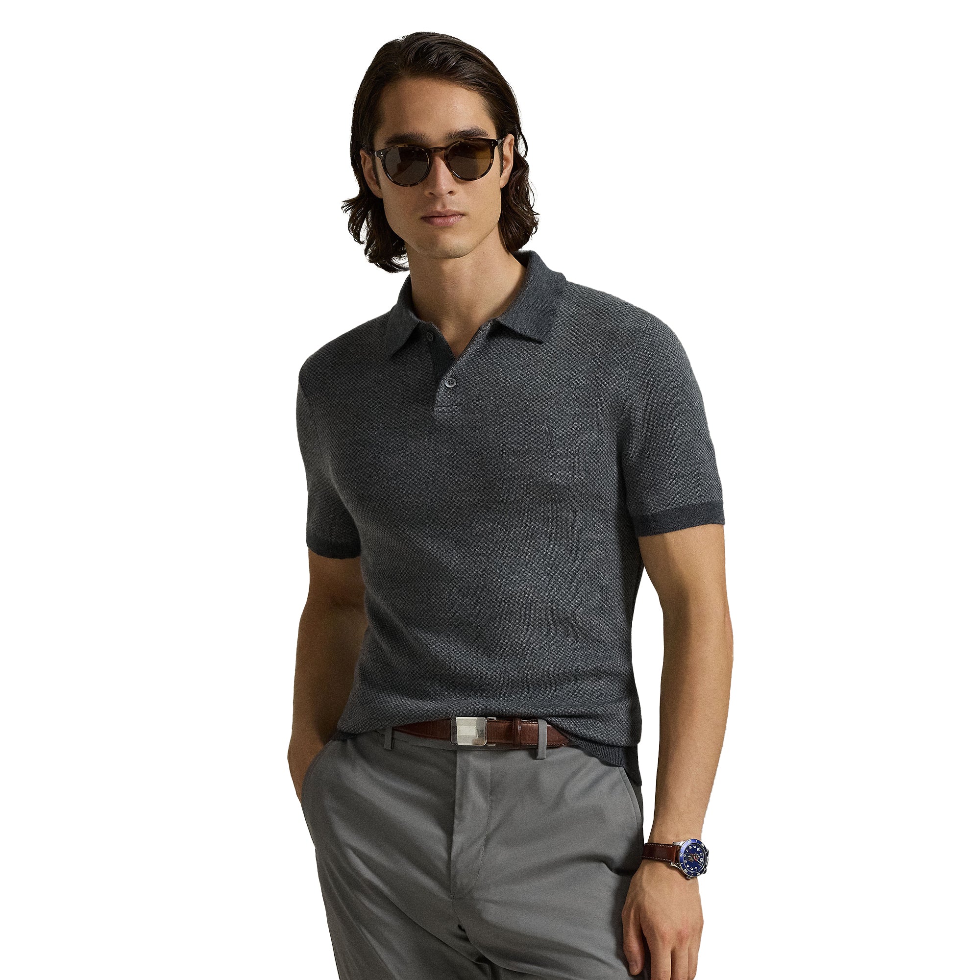 RLX Ralph Lauren Performance Polo Sweater - Grey Combo 002