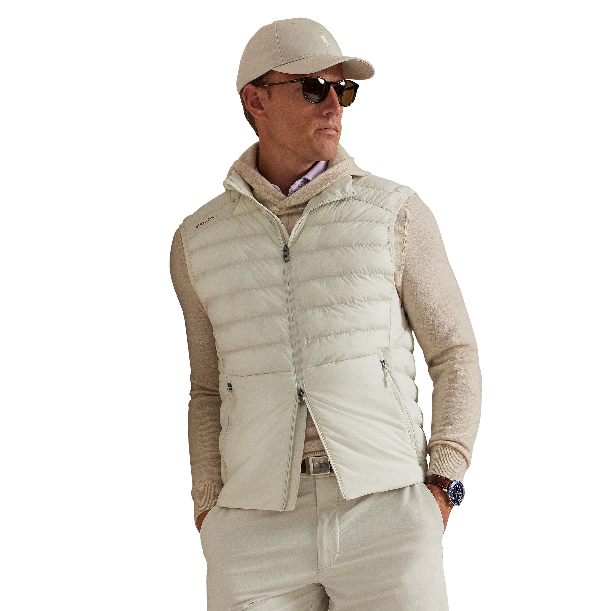 RLX Ralph Lauren Quilted Full Zip Vest - Stone Pebble 002
