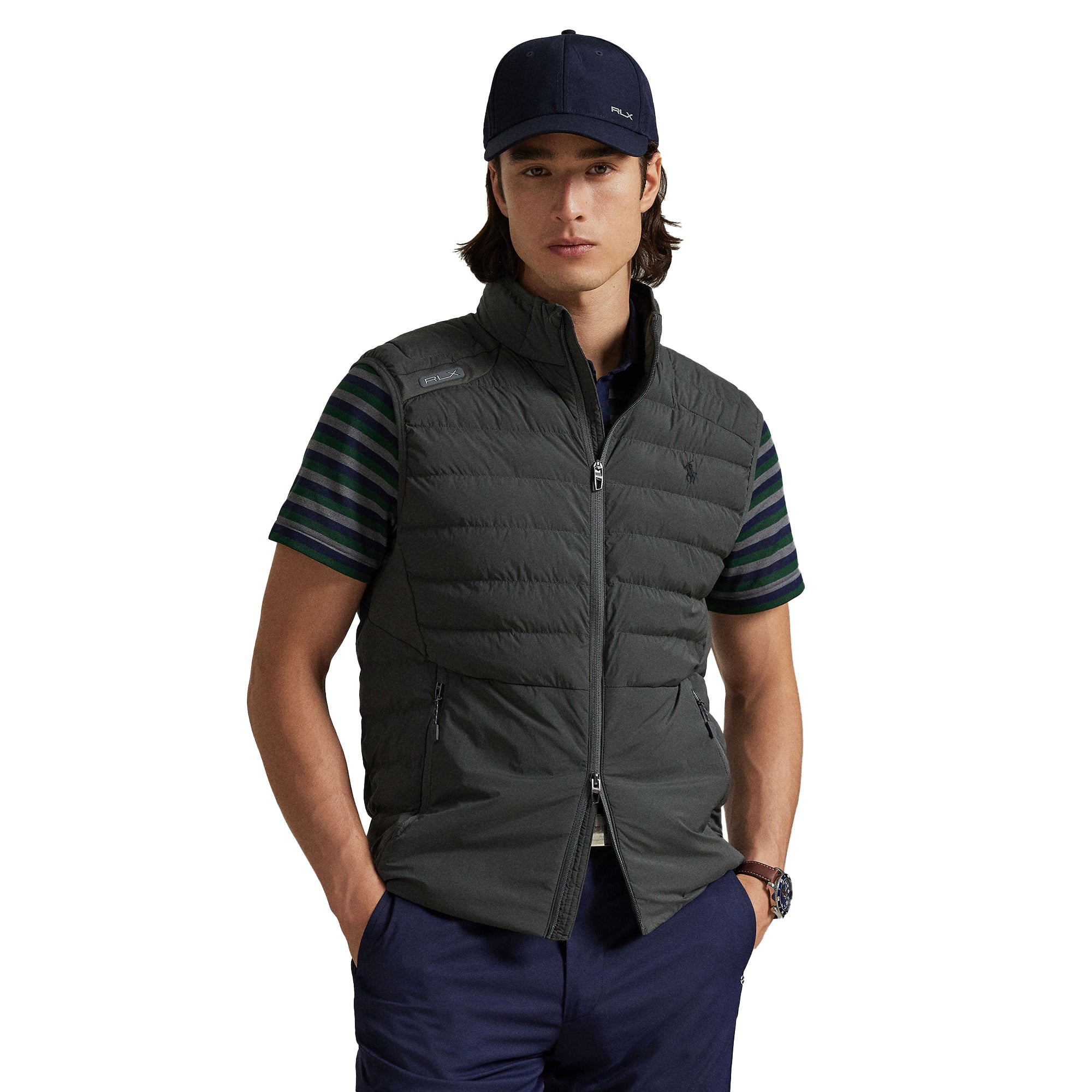 RLX Ralph Lauren Quilted Full Zip Vest - Charcoal Grey 003