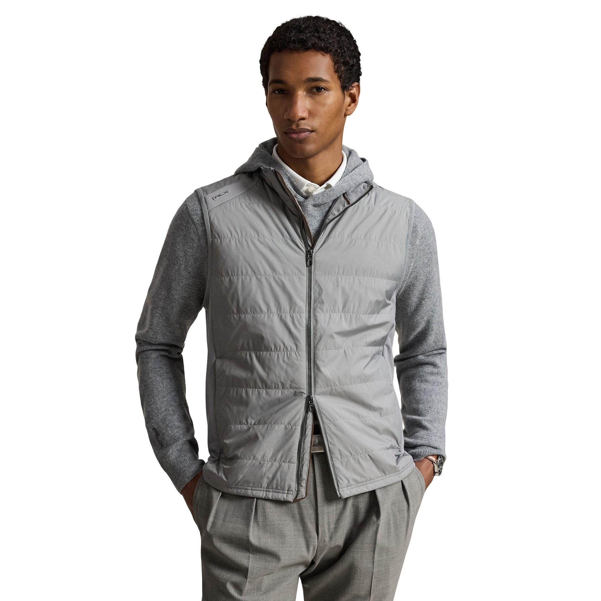 RLX Ralph Lauren Quilted Hybrid Full Zip Golf Vest - Peak Grey 005