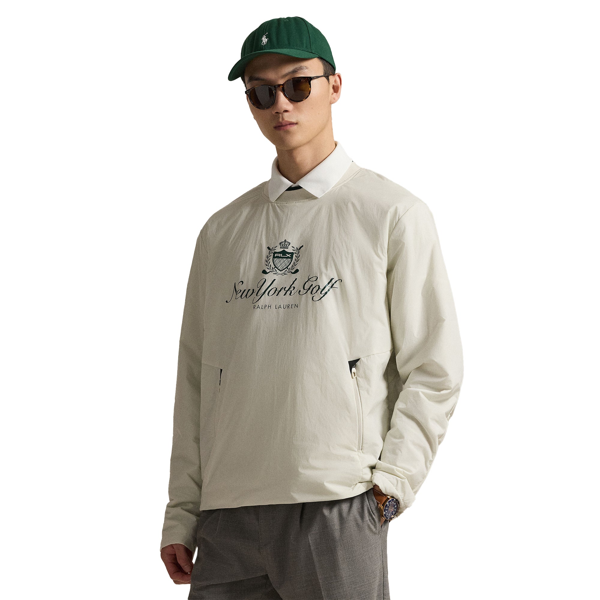 RLX Ralph Lauren Stretch Hybrid Graphic Pullover - Stone Pebble