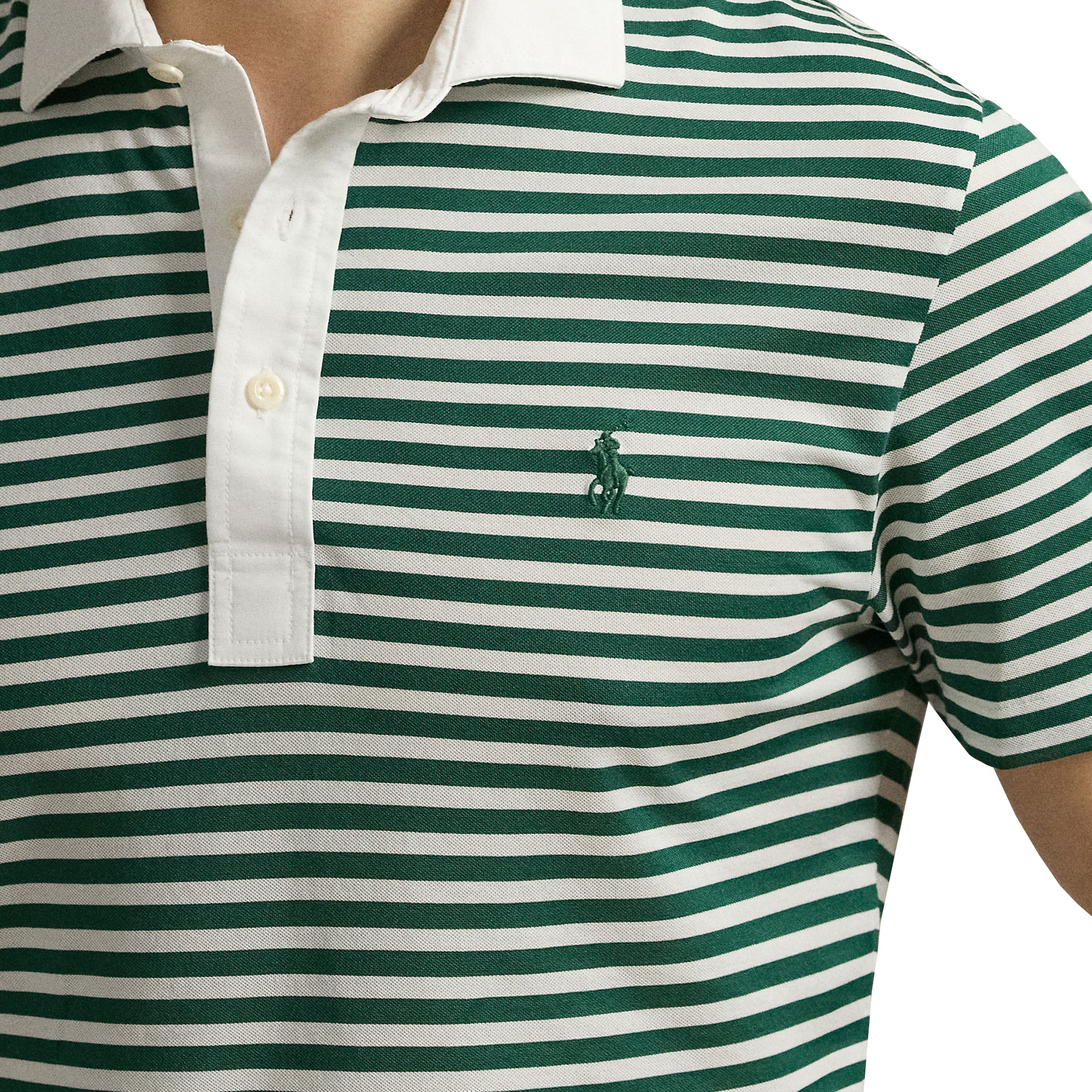 RLX Ralph Lauren Tour Pique Polo Shirt - Ceramic White/Kelly Green