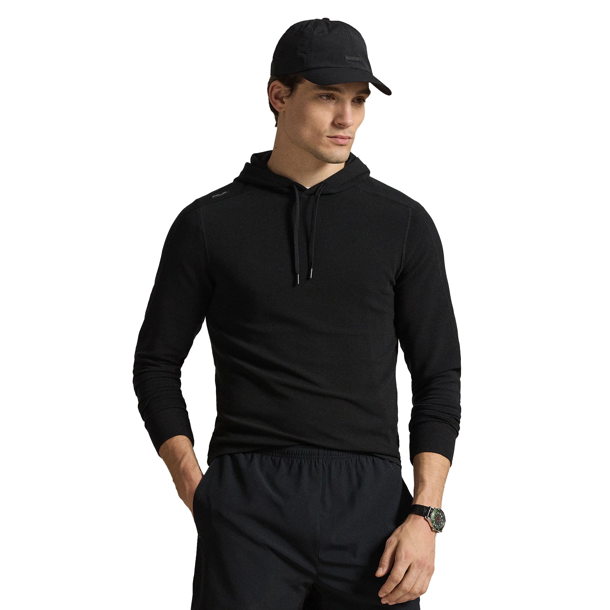 RLX Ralph Lauren Waffle Knit Hoodie - Polo Black 008 - 785A84597