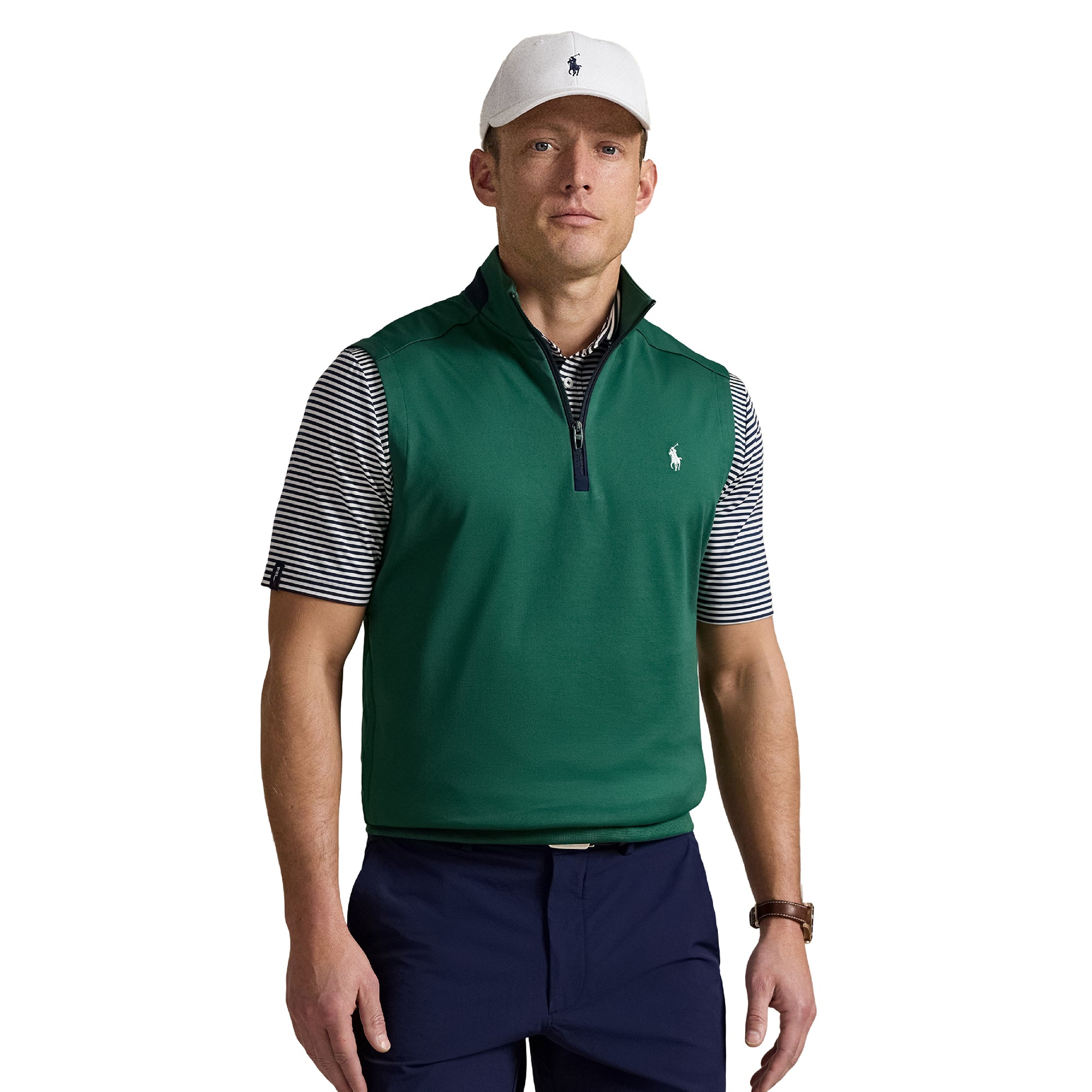 RLX Ralph Lauren Stretch Jersey 1/4 Zip Vest - Kelly Green 003