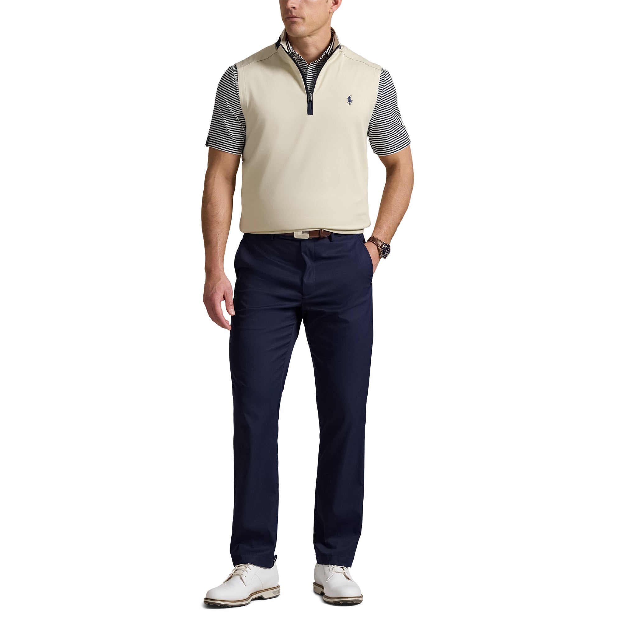 RLX Ralph Lauren Stretch Jersey 1/4 Zip Golf Vest - Basic Sand 004