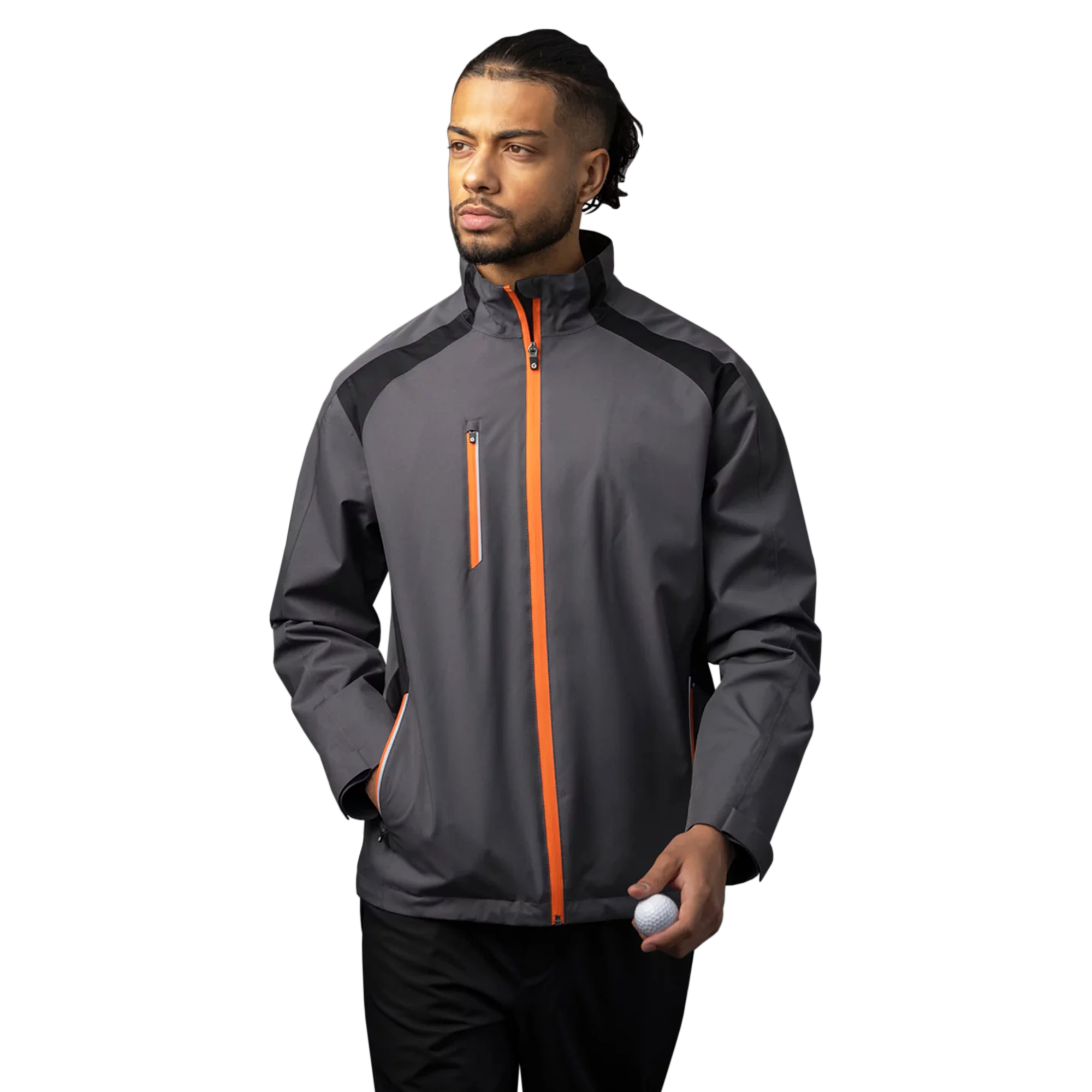Sunderland Golf Valberg Waterproof Jacket - Charcoal/Black/Inferno