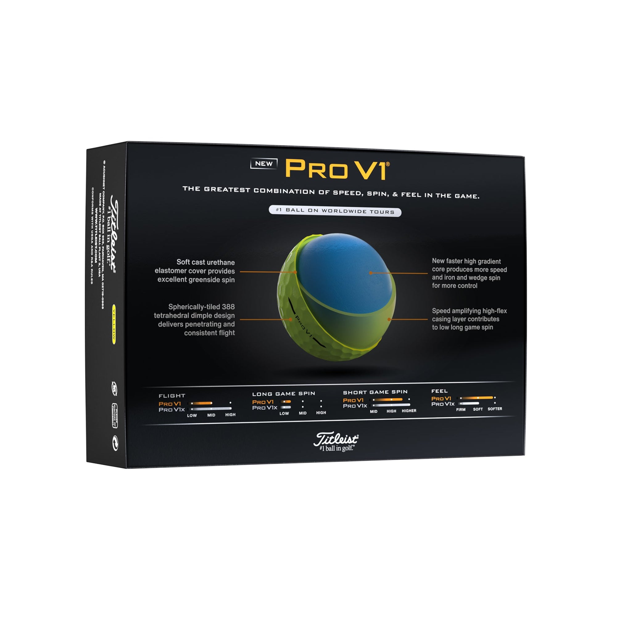 Titleist Pro V1 Golf Balls 2025 - Yellow - T2129S - Function18