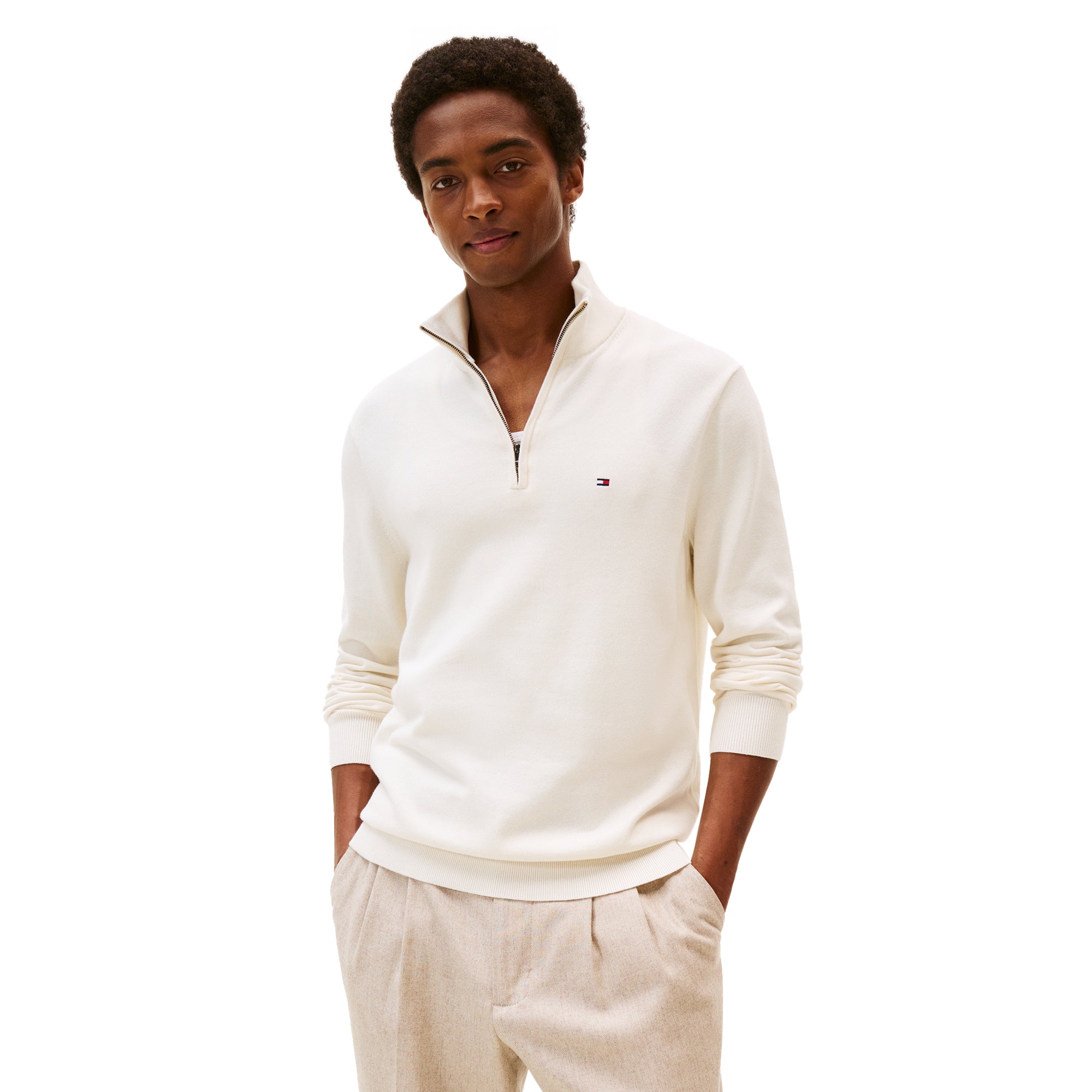 Tommy Hilfiger Essential Cotton 1/4 Zip - Ivory Petal Z00