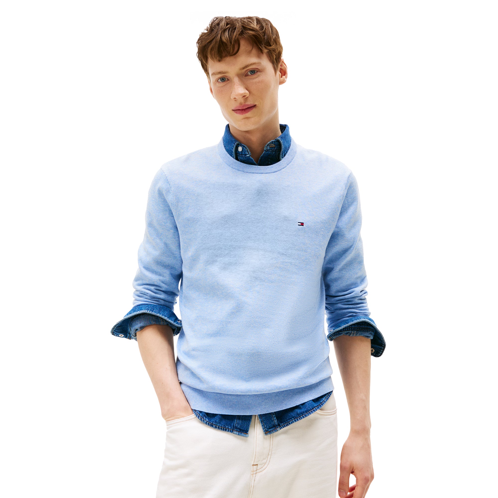 Tommy Hilfiger Essential Flag Crew Neck - Vessel Blue Heather DV5 