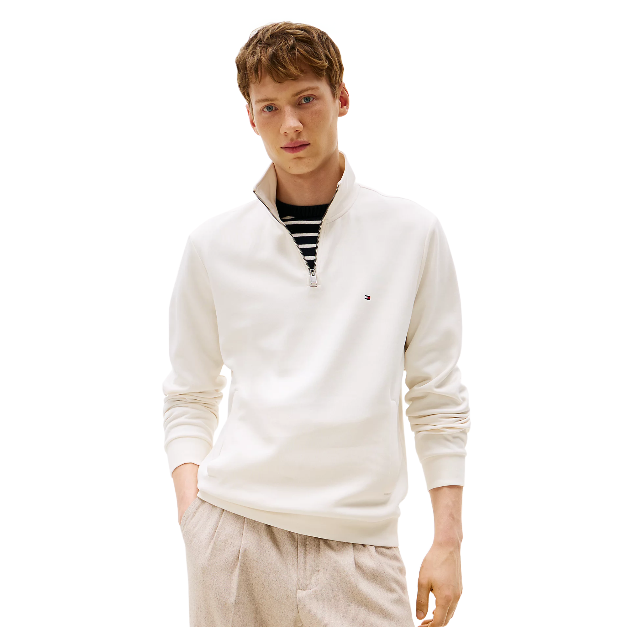 Tommy Hilfiger Essential Intechno 1/4 Zip - Ivory Petal Z00