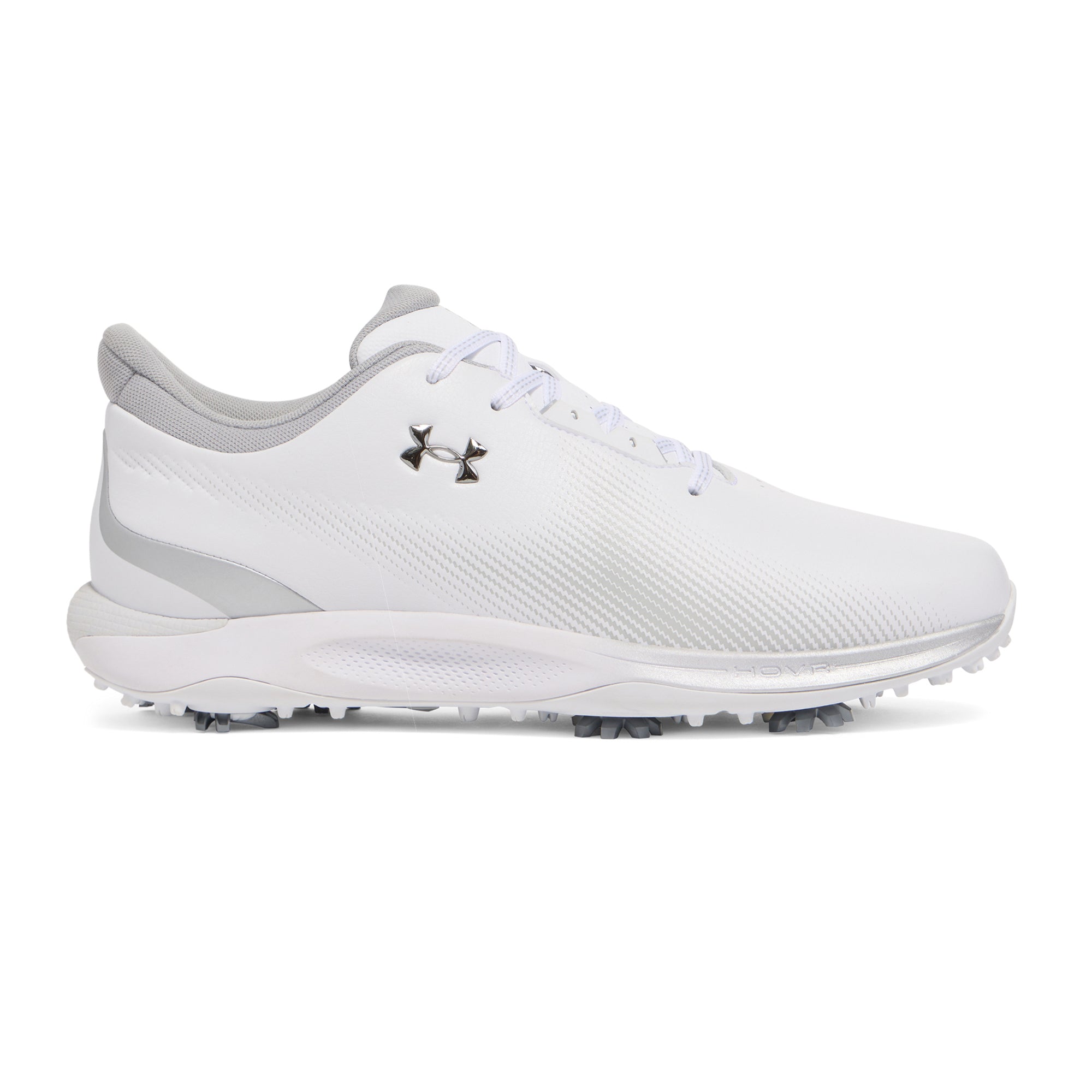 white and silver under armour cleats