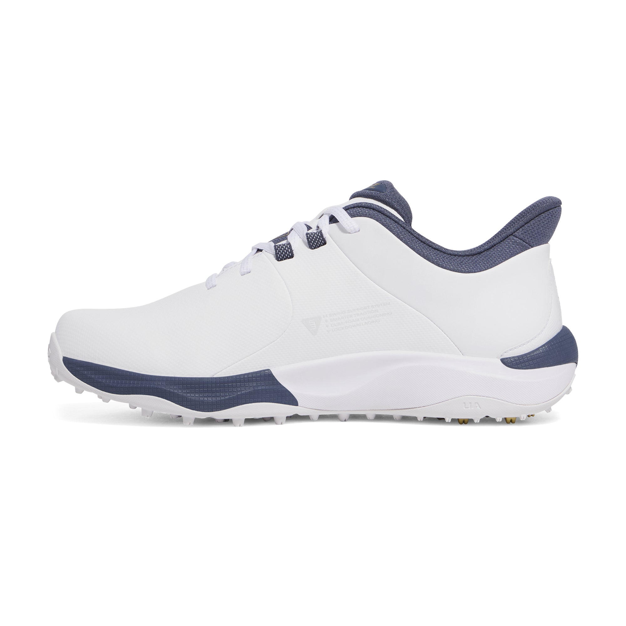 Under Armour Drive Pro SL E Golf Shoes - White/Gold/Downpour 